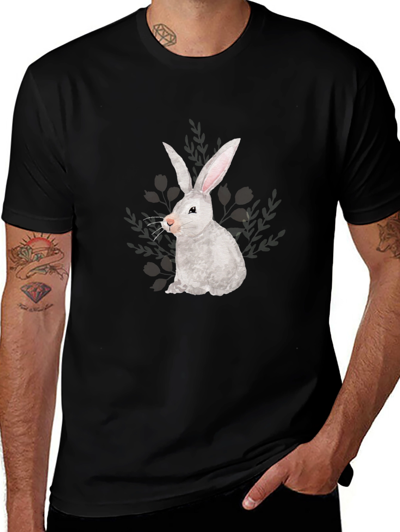 Bunny Graphic Tee - Soft Black T-Shirt