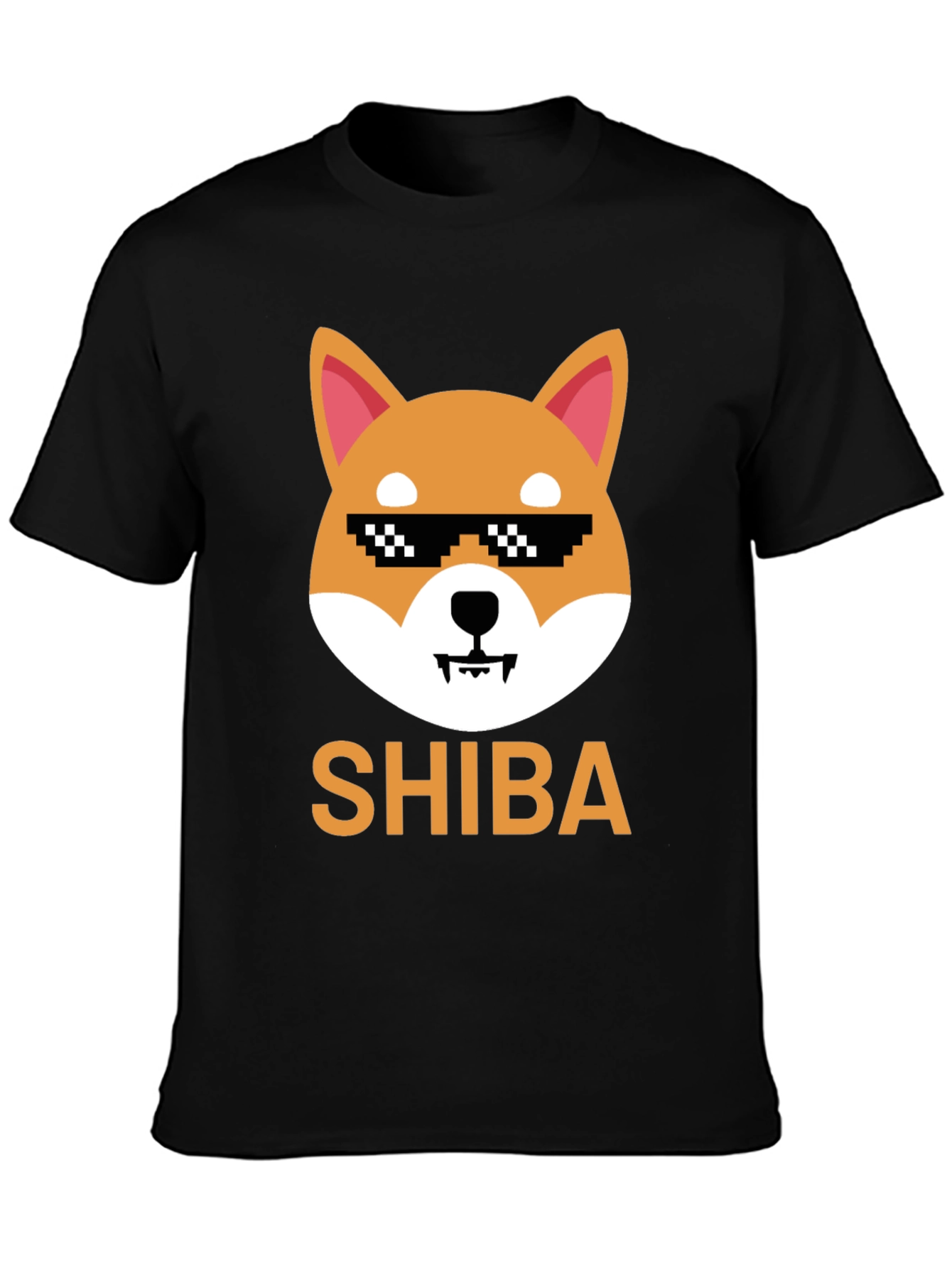 Shiba Inu Dog Pixel Sunglasses Mens Black T-Shirt