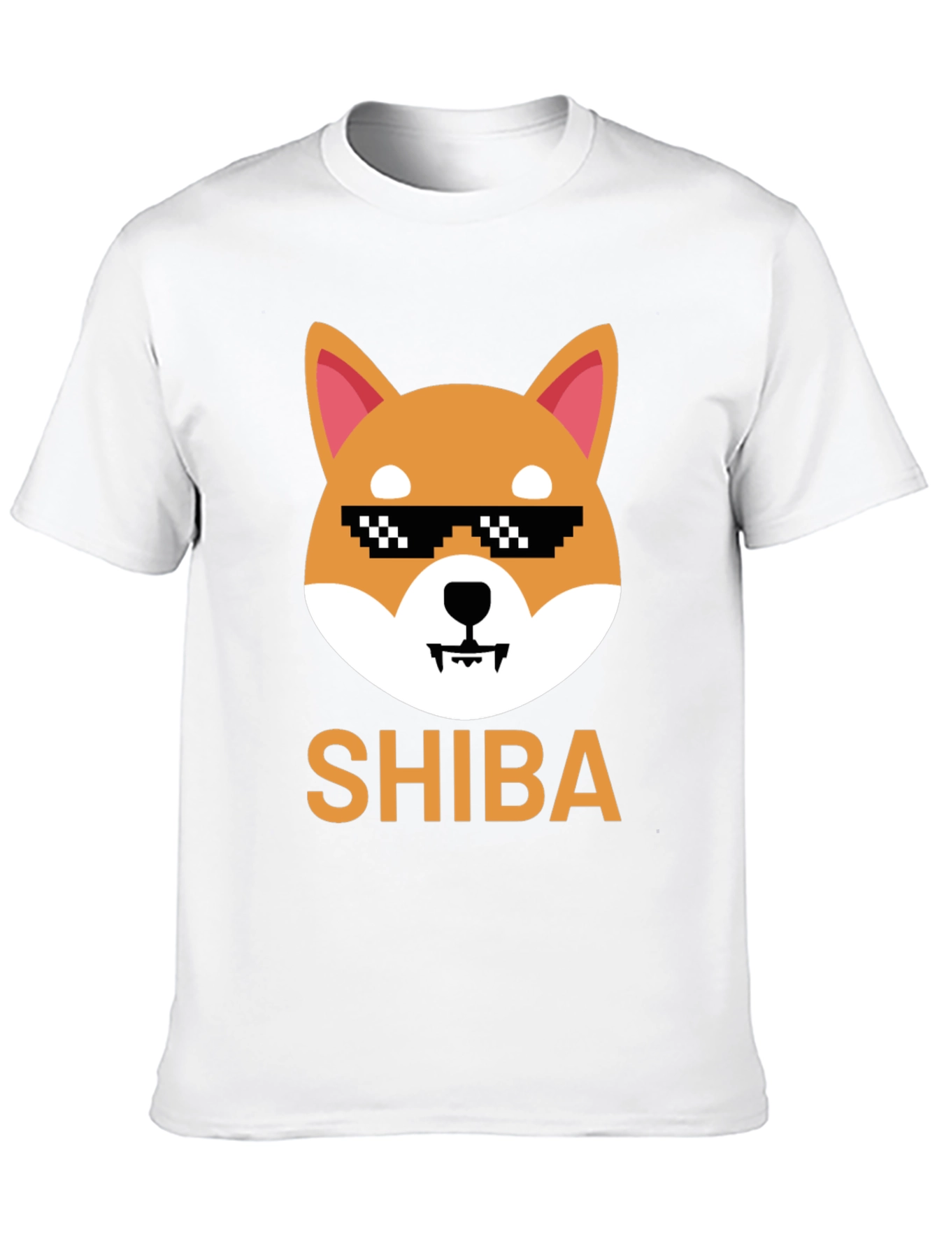 Shiba Inu Dog Pixel Sunglasses Mens Black T-Shirt