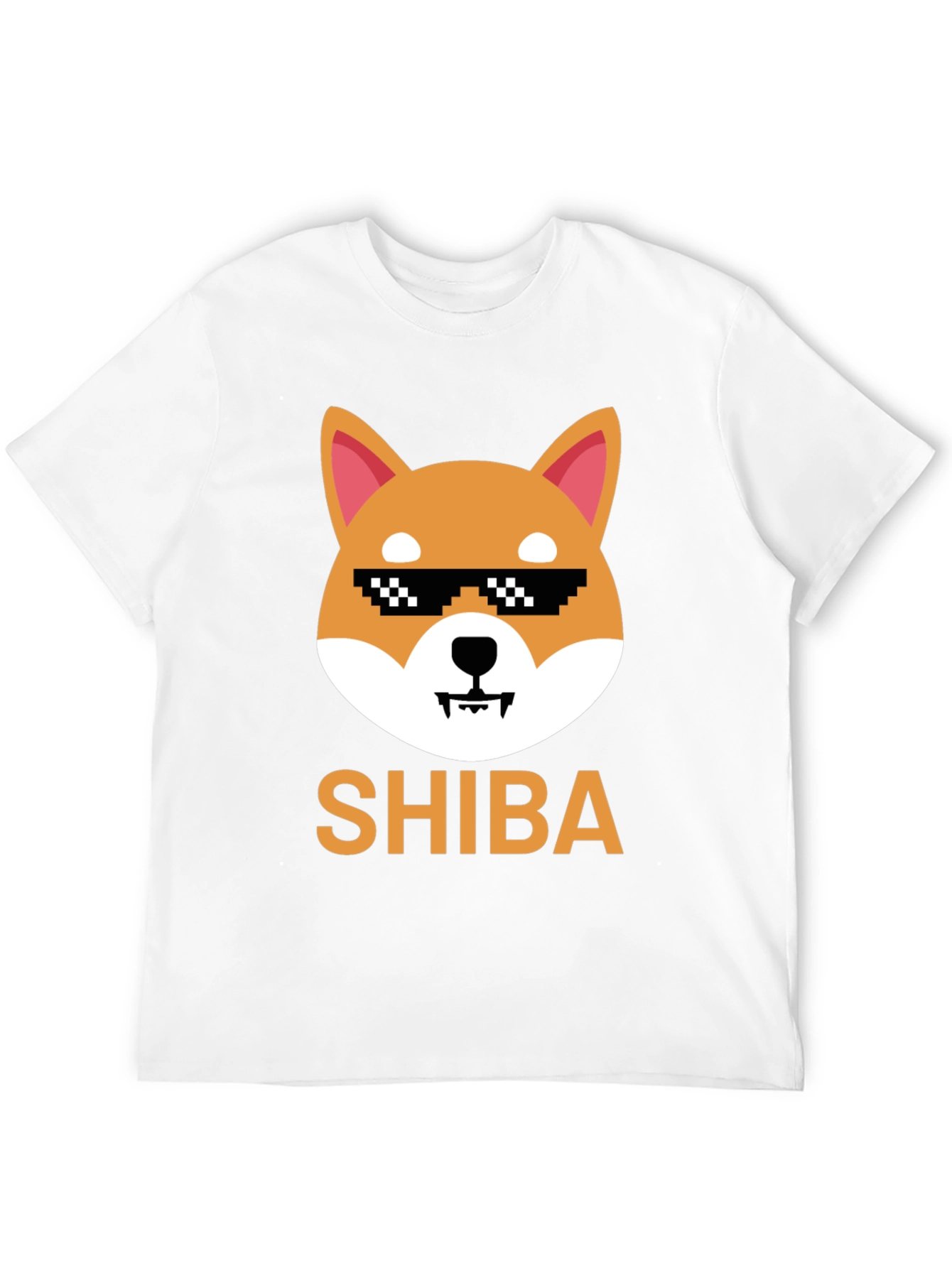 Shiba Inu Dog Pixel Sunglasses Mens Black T-Shirt