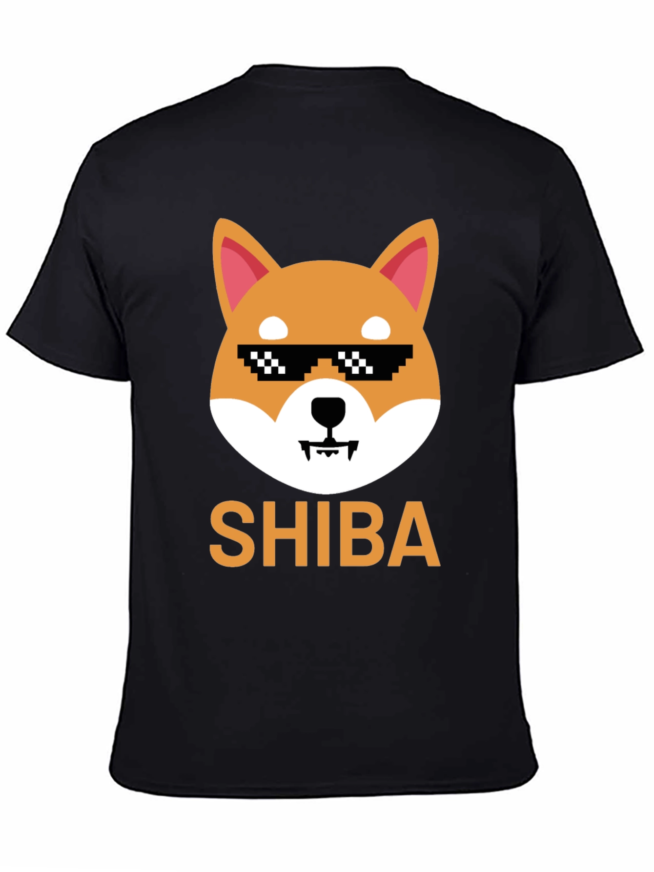 Shiba Inu Dog Pixel Sunglasses Mens Black T-Shirt