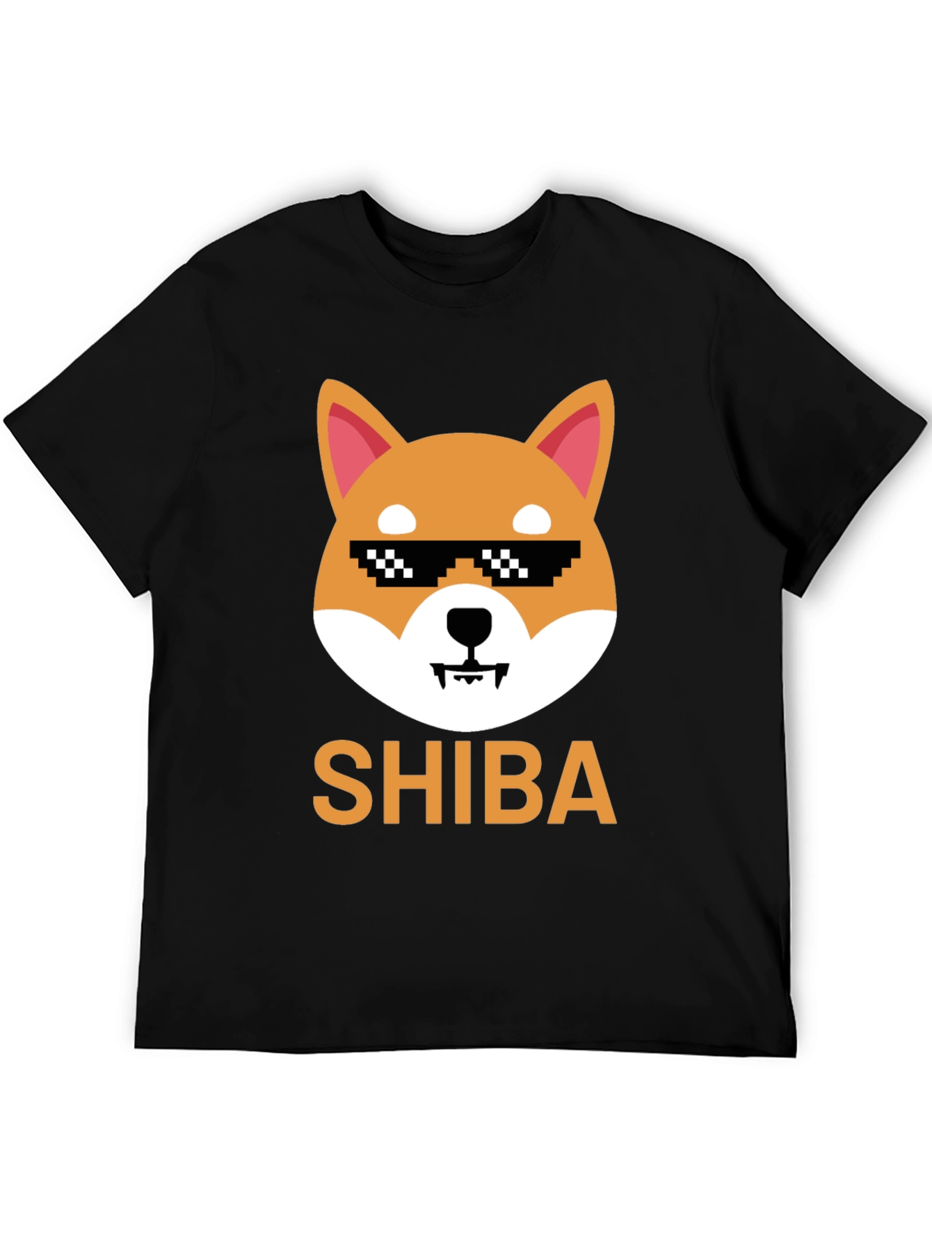 Shiba Inu Dog Pixel Sunglasses Mens Black T-Shirt