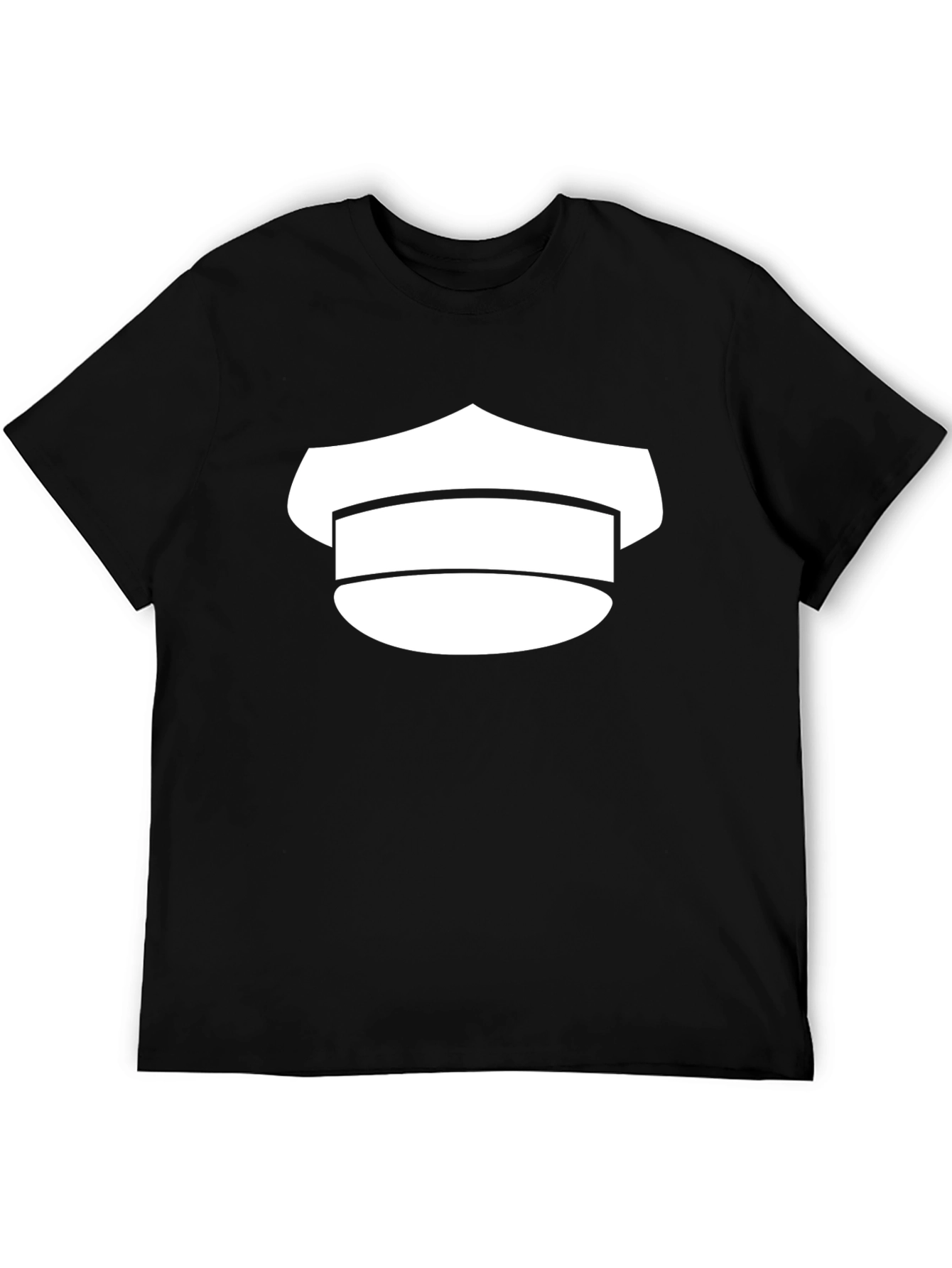Black Tee with White Hat Graphic