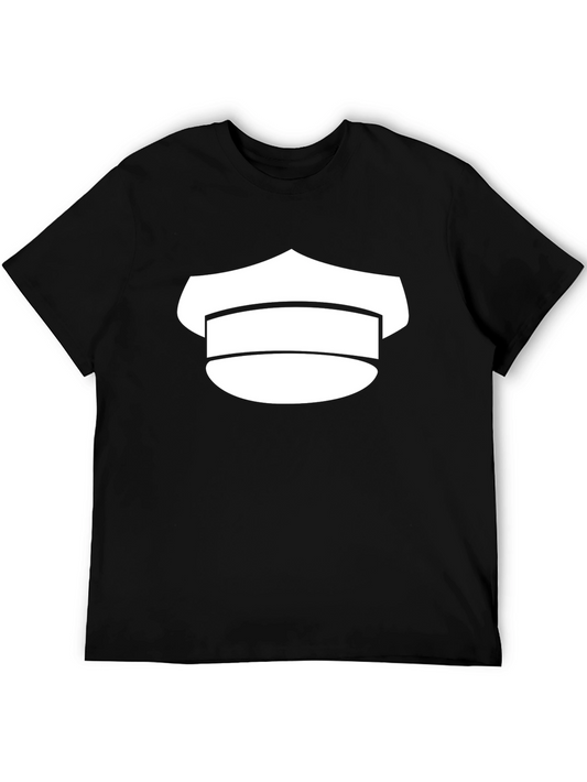 Black Tee with White Hat Graphic