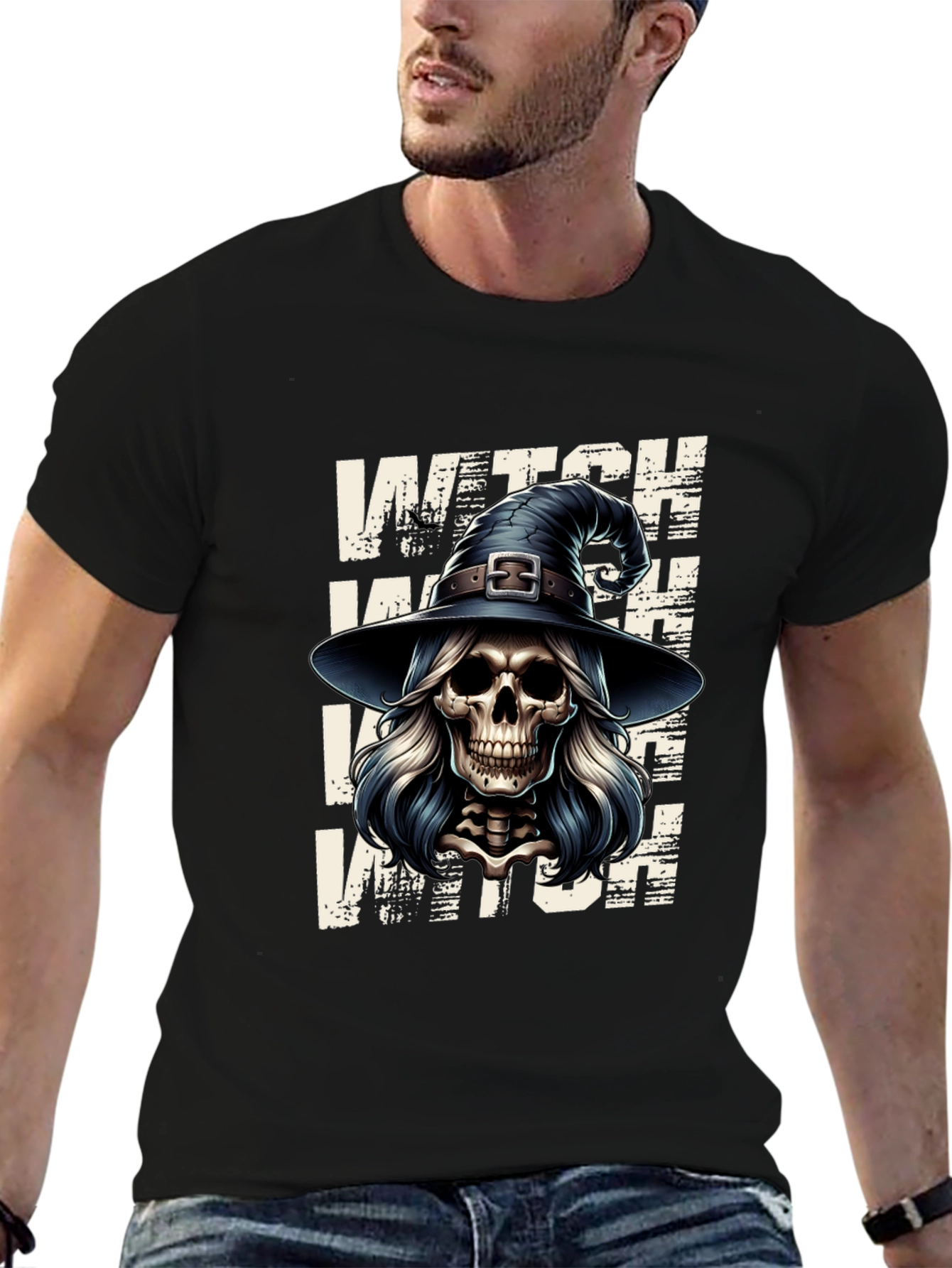 Witch Skull Graphic Tee - Halloween Ready