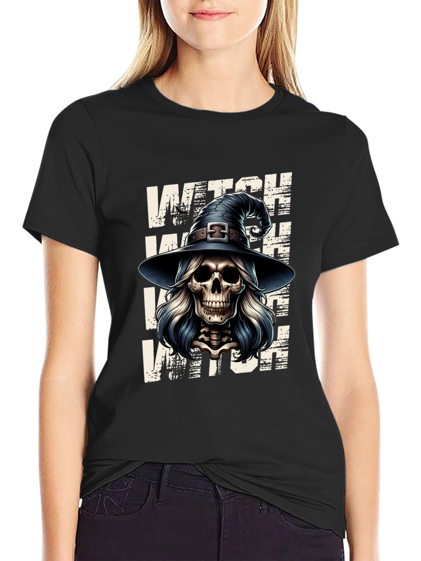 Witch Skull Graphic Tee - Halloween Ready
