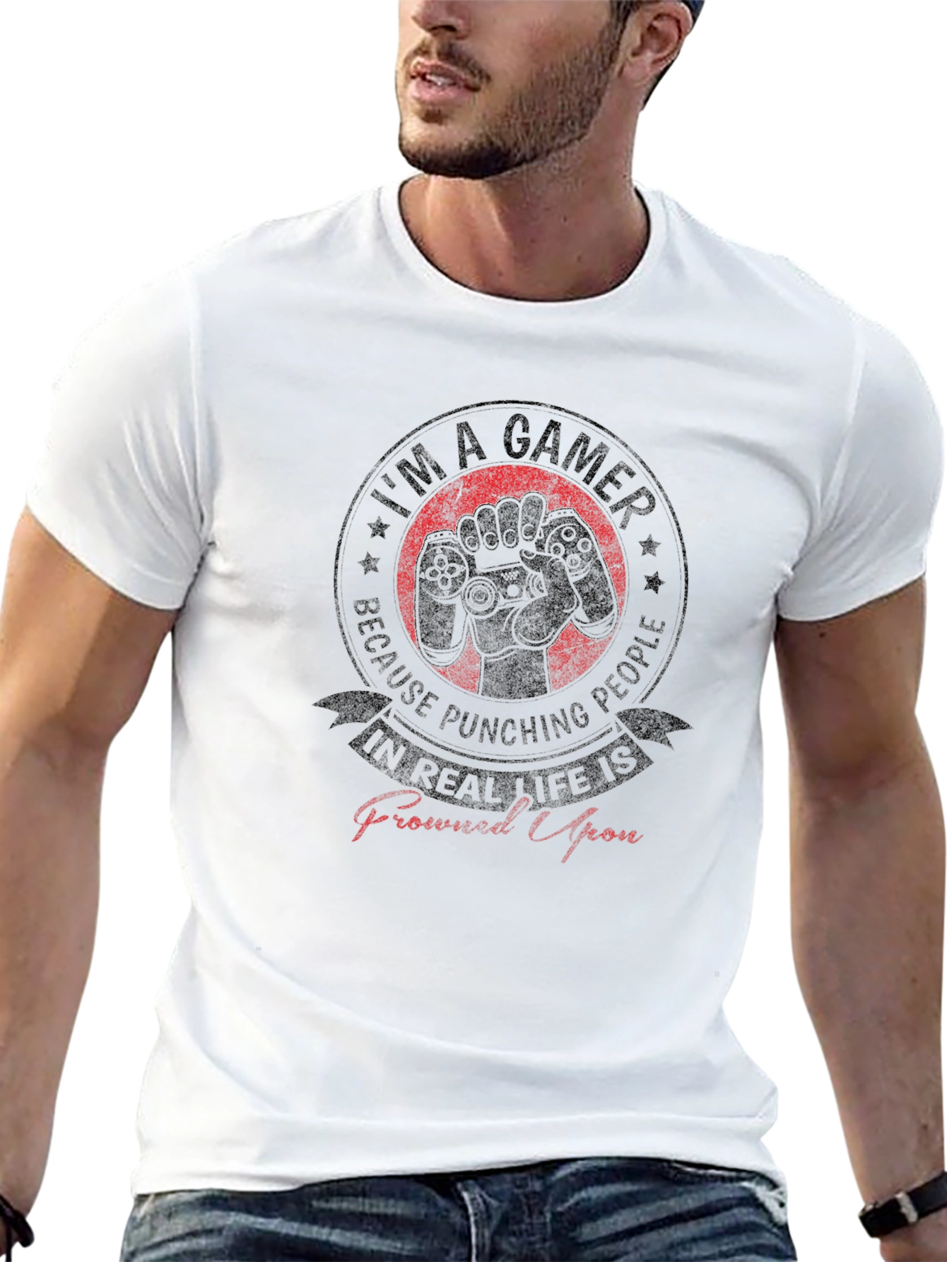 Gamer T-Shirt - Punching People Design