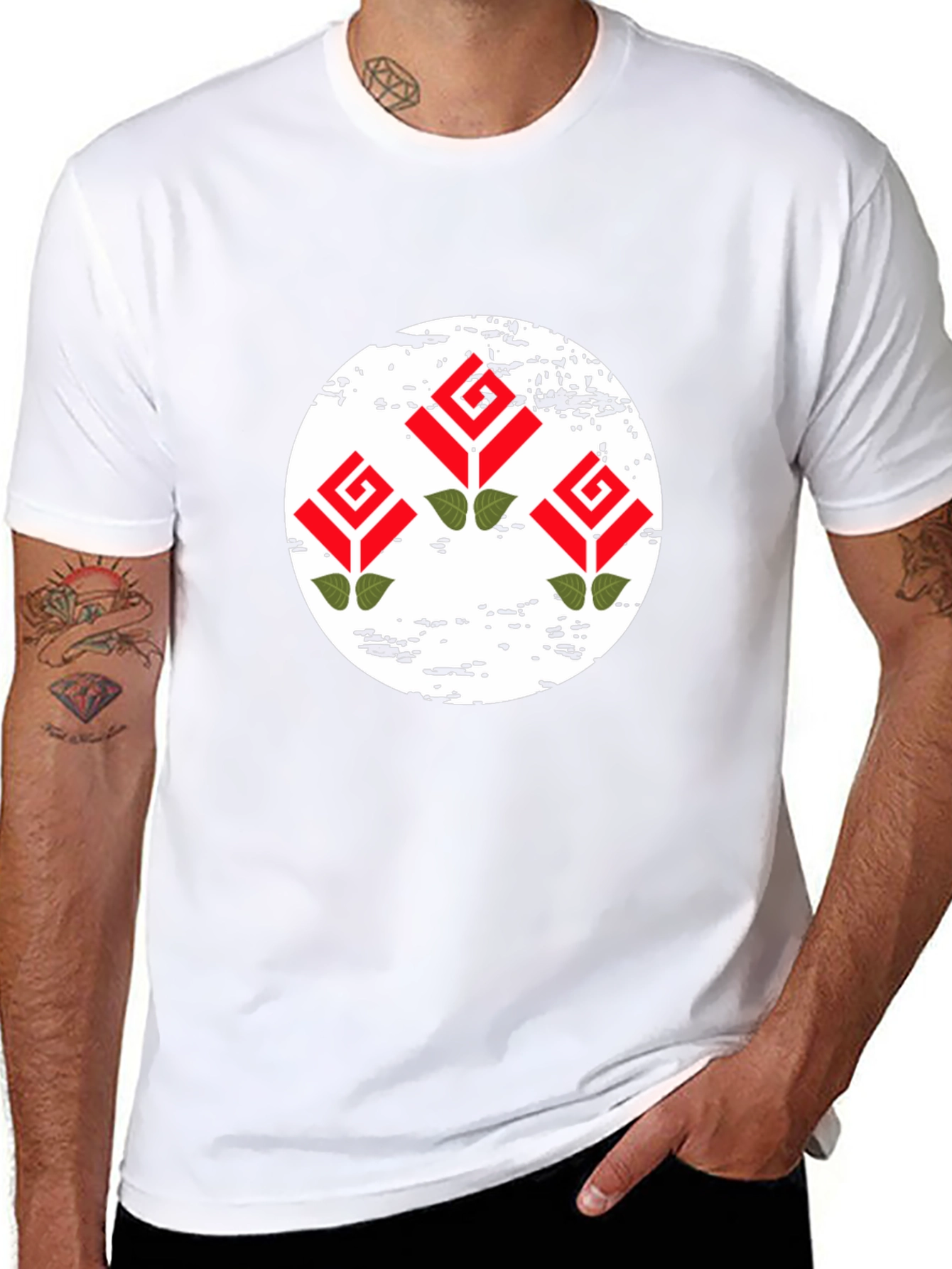Modern Roses Graphic Black T-Shirt