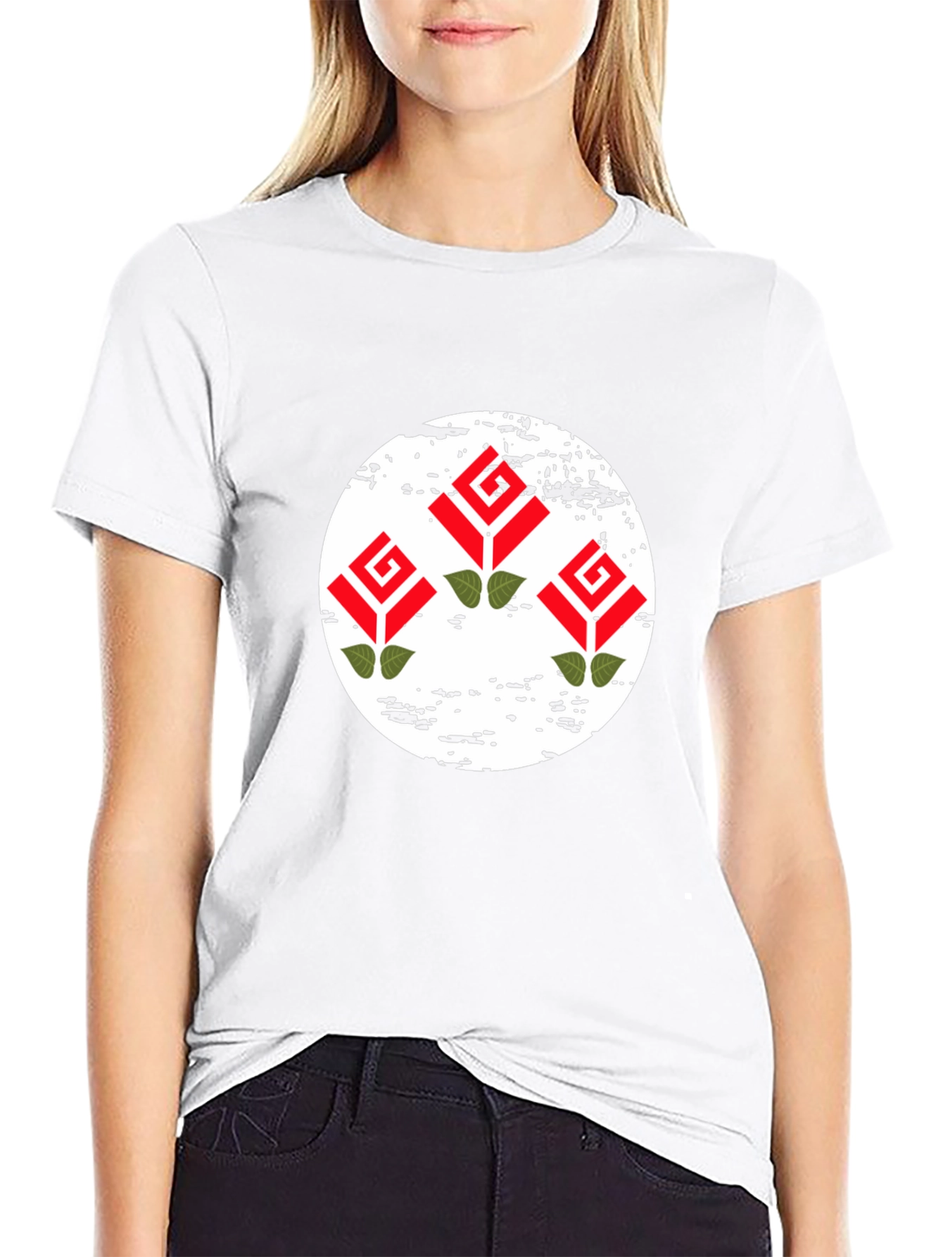 Modern Roses Graphic Black T-Shirt