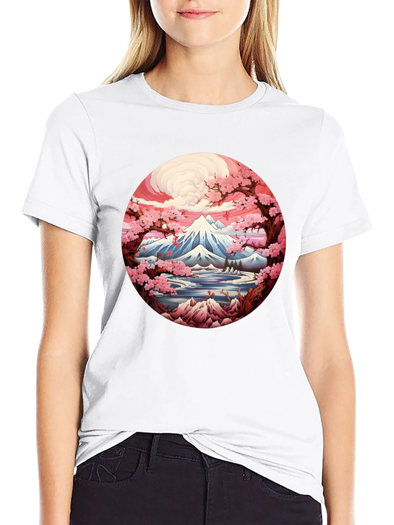 Mount Fuji Cherry Blossom Graphic Tee