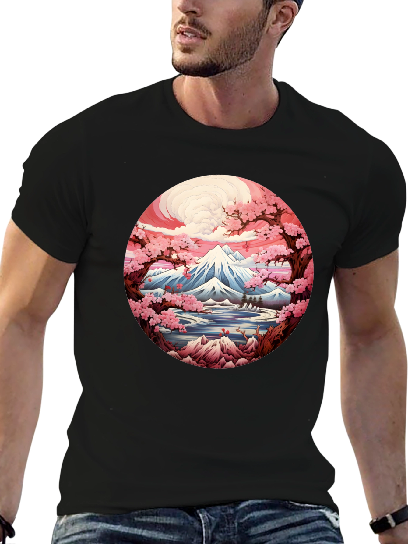 Mount Fuji Cherry Blossom Graphic Tee