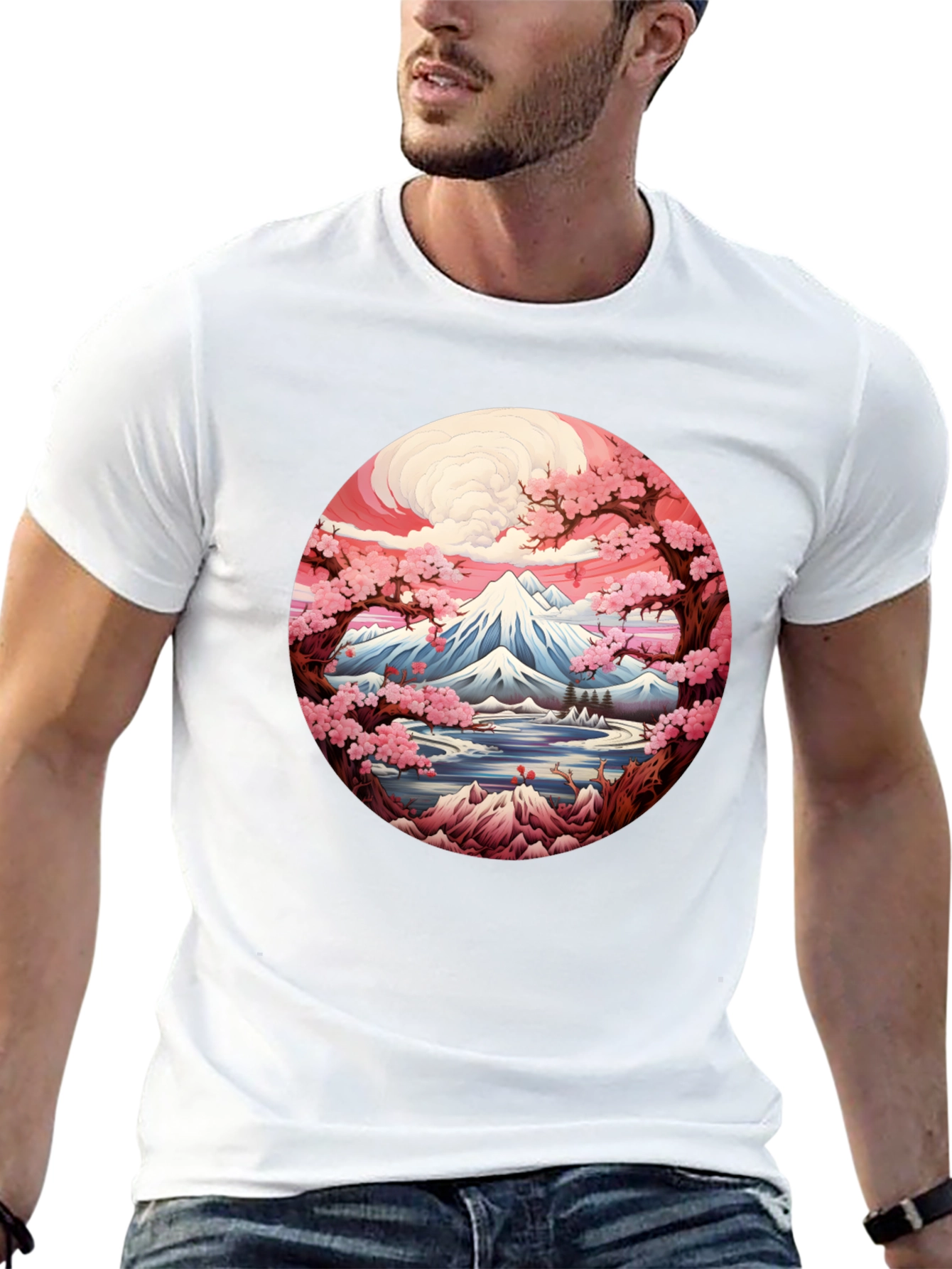 Mount Fuji Cherry Blossom Graphic Tee