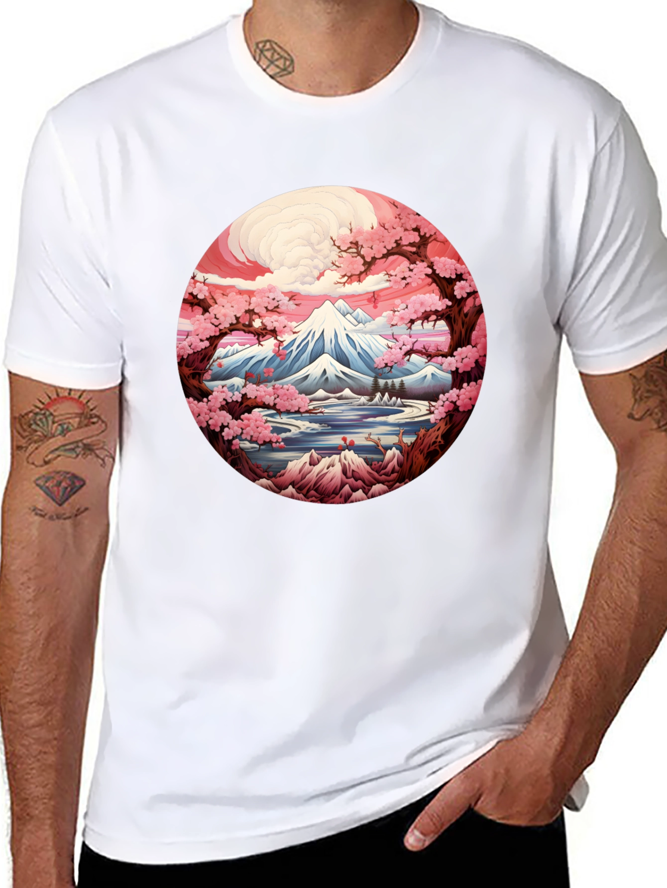 Mount Fuji Cherry Blossom Graphic Tee