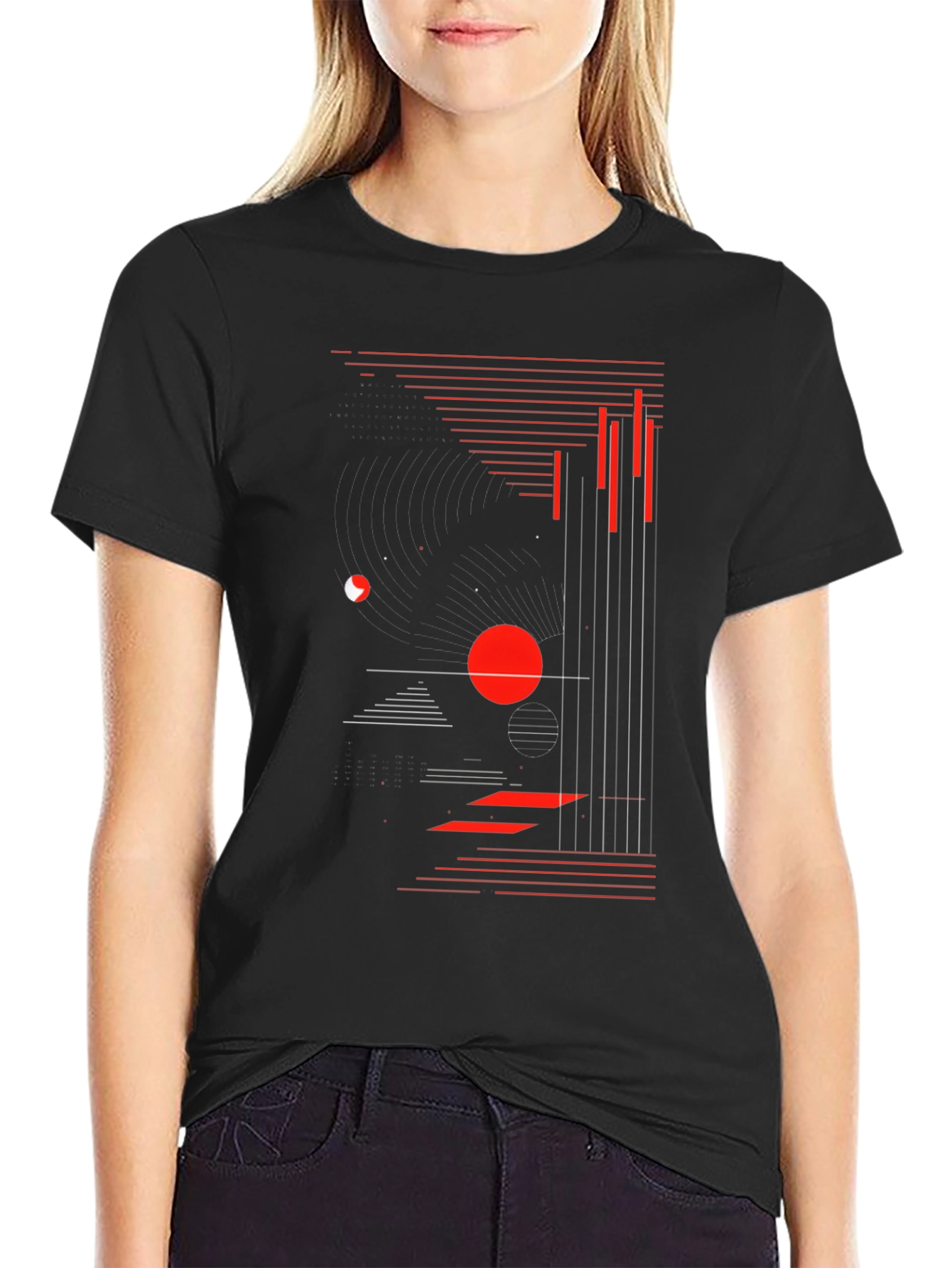 Abstract Graphic Print Black T-Shirt