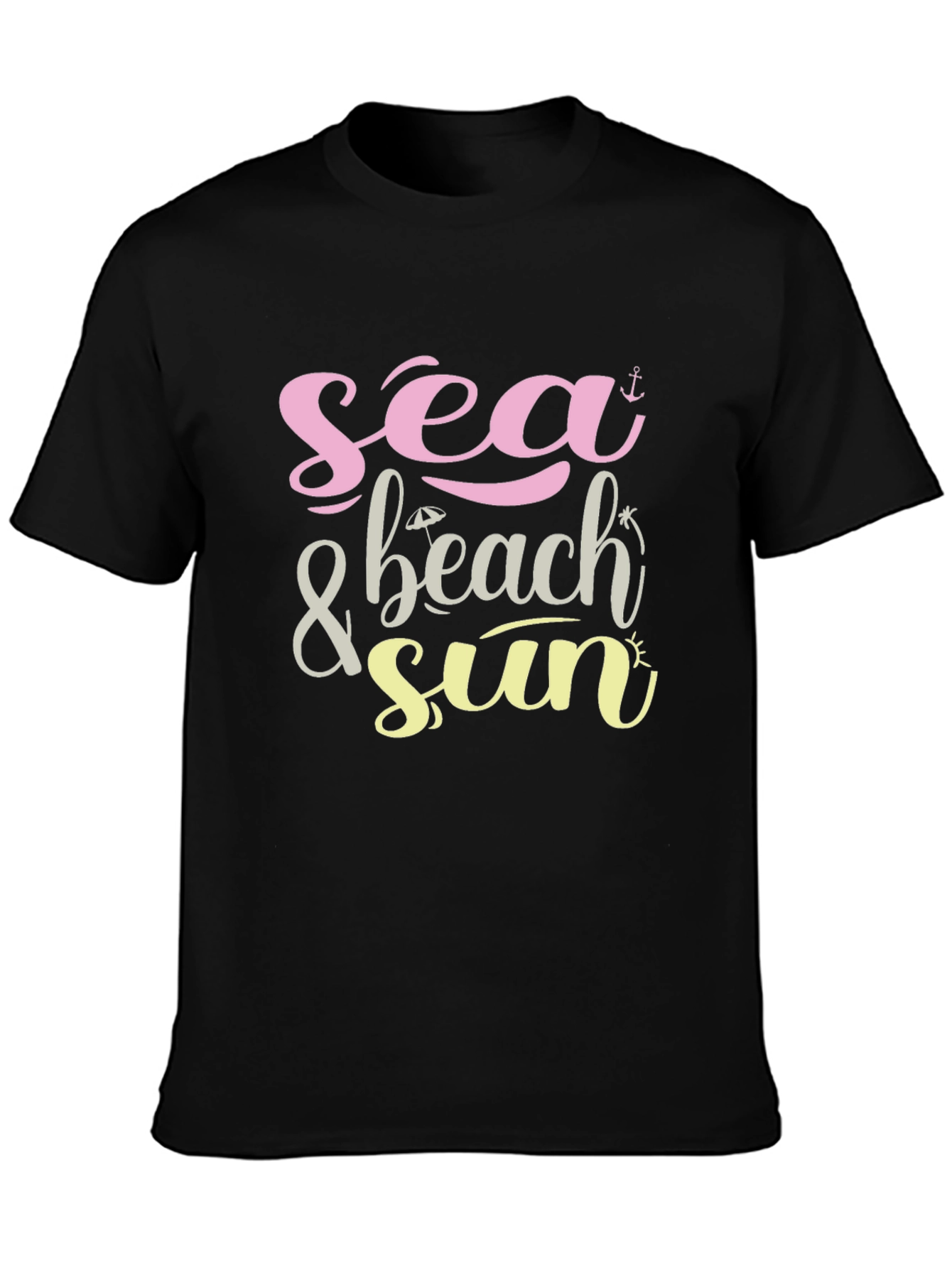 Sea & Beach Sun Graphic Black T-Shirt