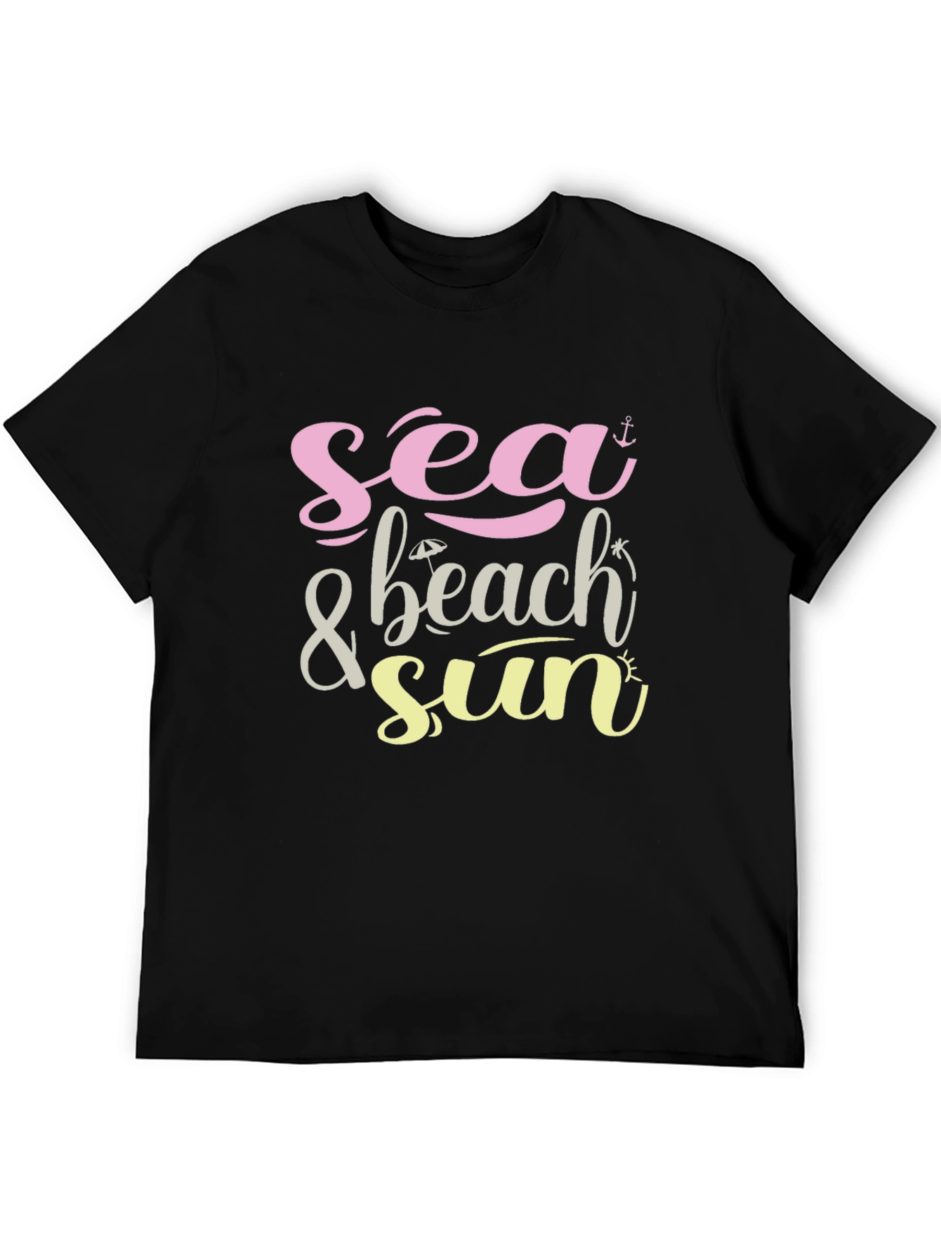 Sea & Beach Sun Graphic Black T-Shirt