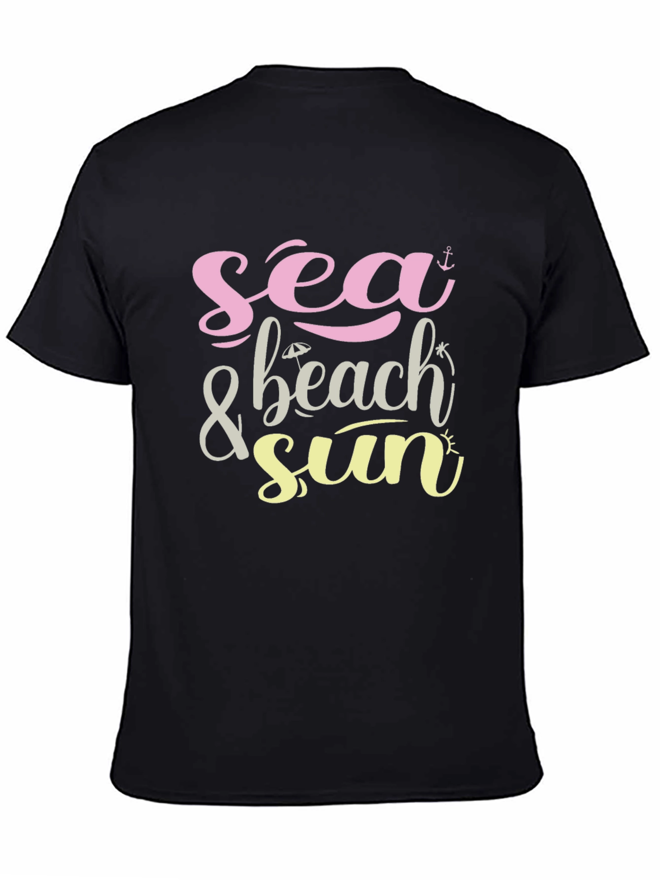 Sea & Beach Sun Graphic Black T-Shirt