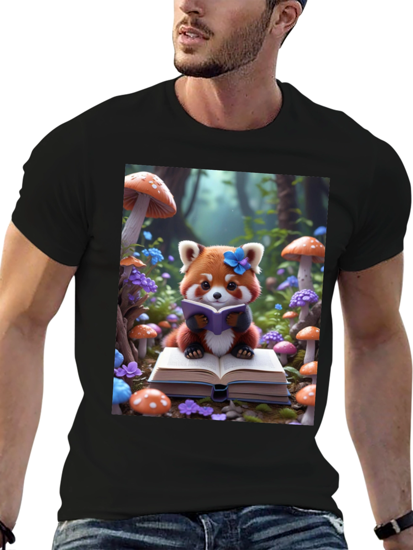 Cute Red Panda Reading T-Shirt