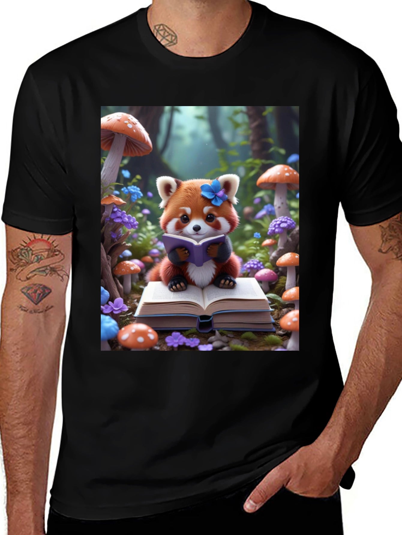 Cute Red Panda Reading T-Shirt