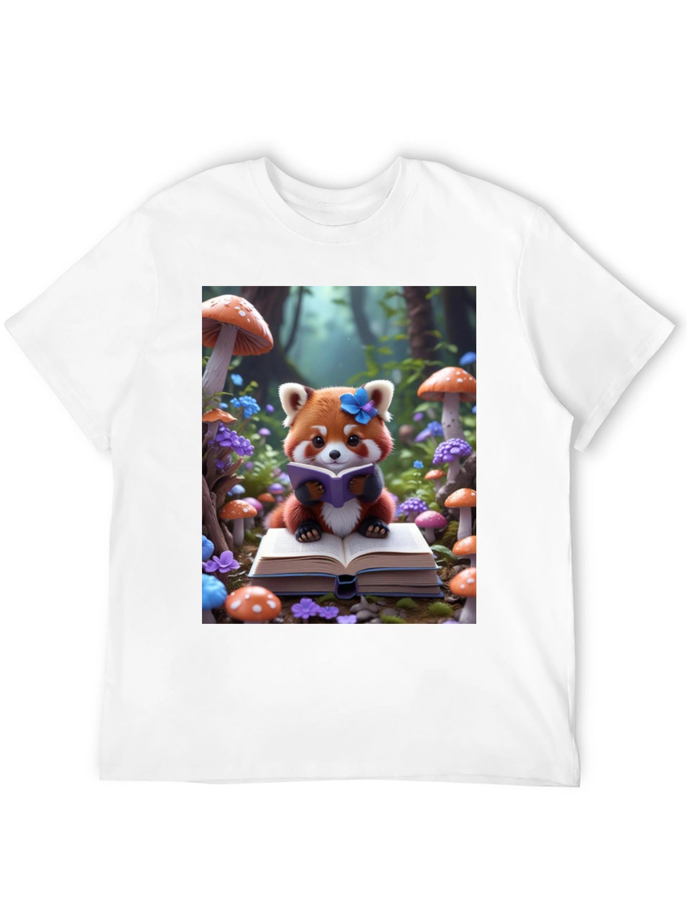 Cute Red Panda Reading T-Shirt