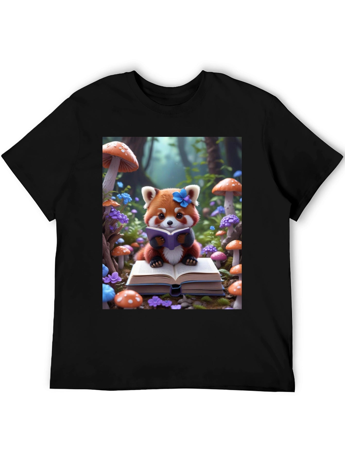 Cute Red Panda Reading T-Shirt