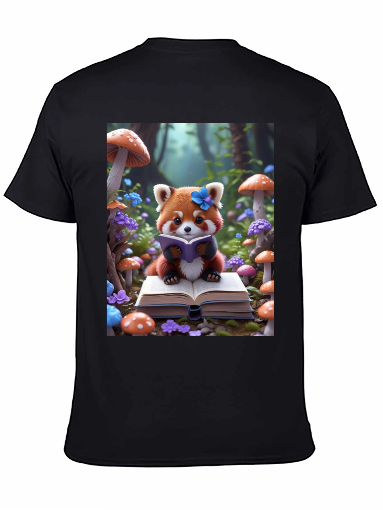 Cute Red Panda Reading T-Shirt