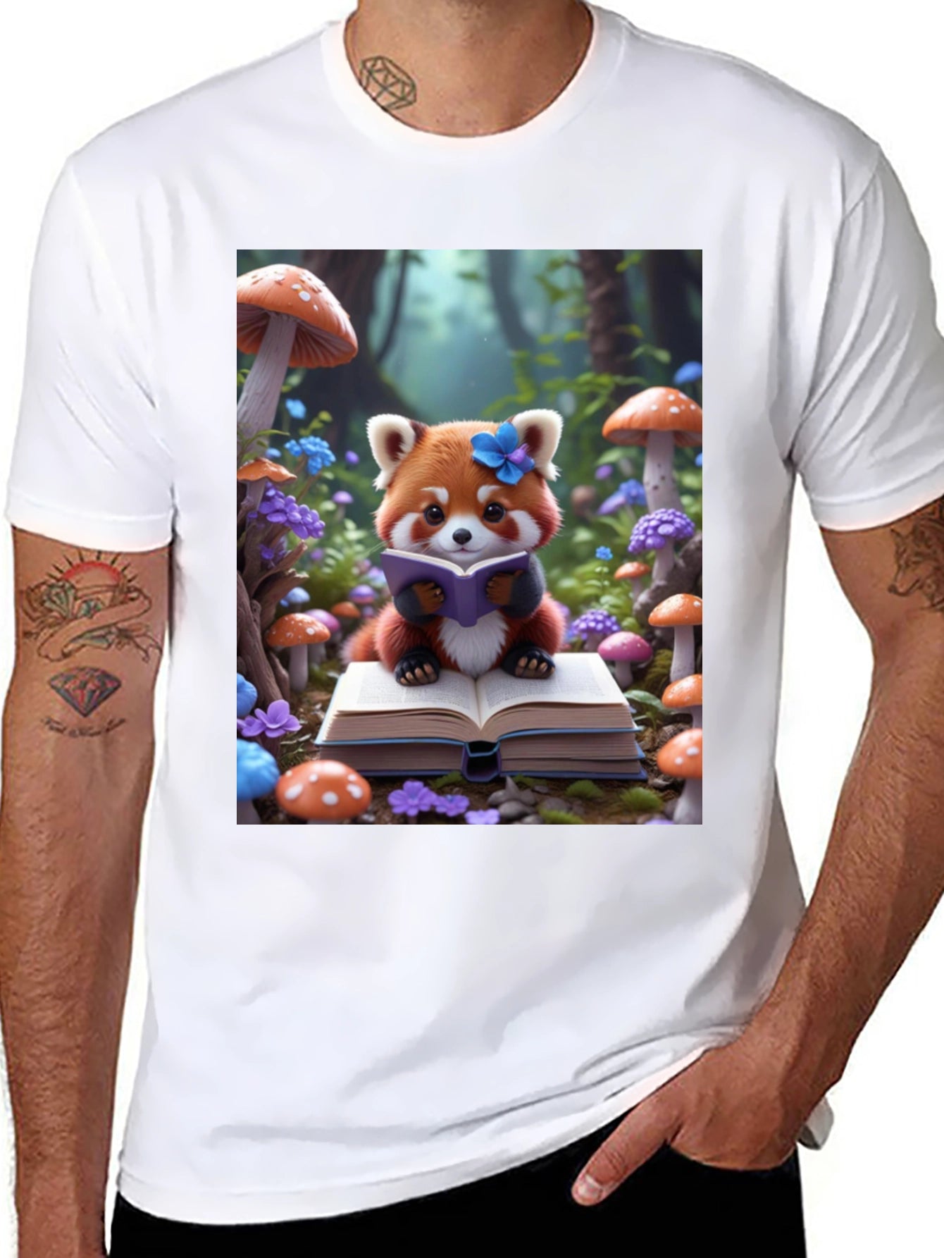 Cute Red Panda Reading T-Shirt
