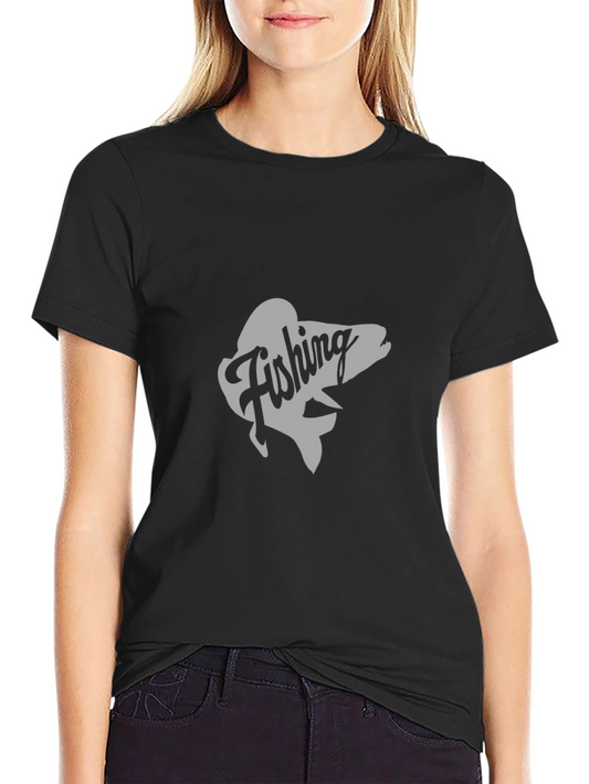 Fishing Graphic Tee - Black Cotton T-Shirt