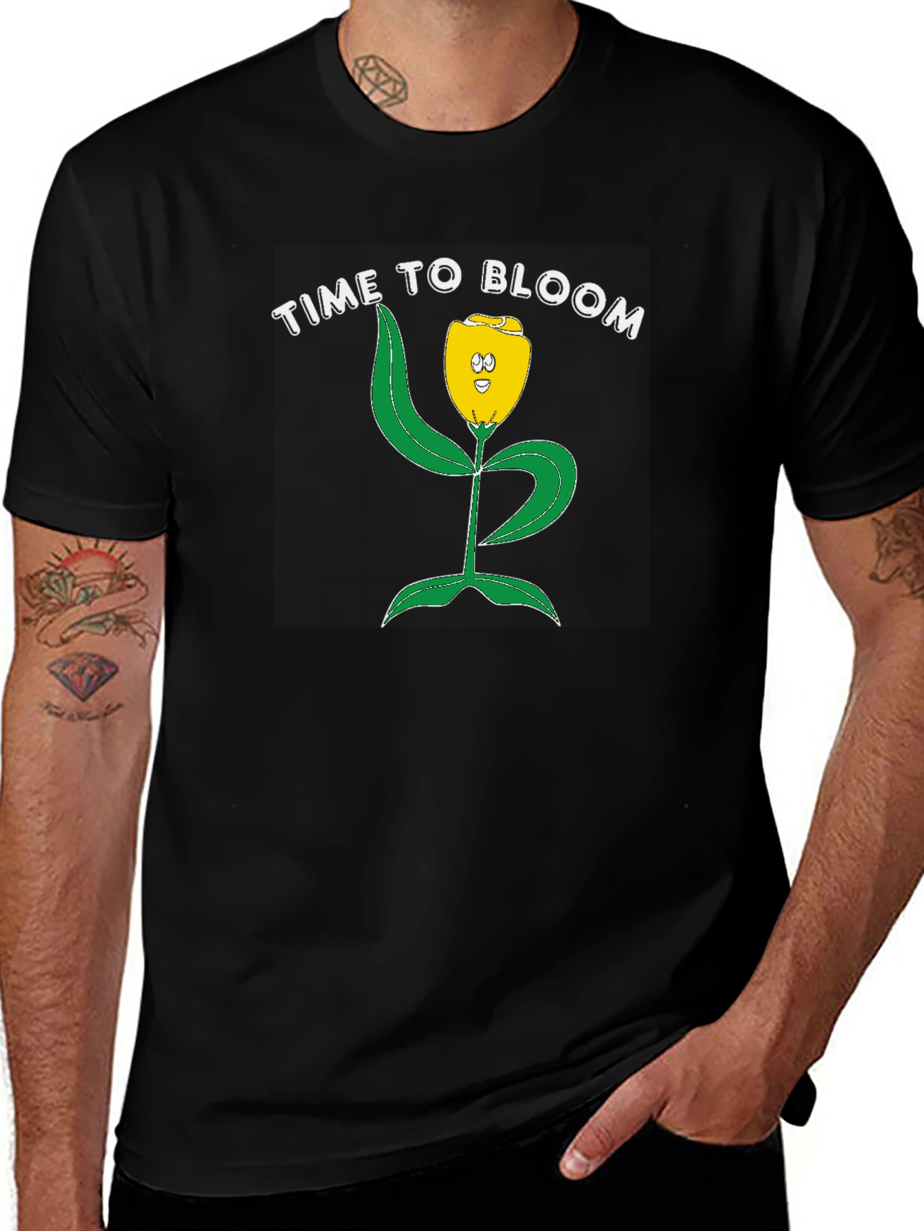Time to Bloom Graphic Tee - Black