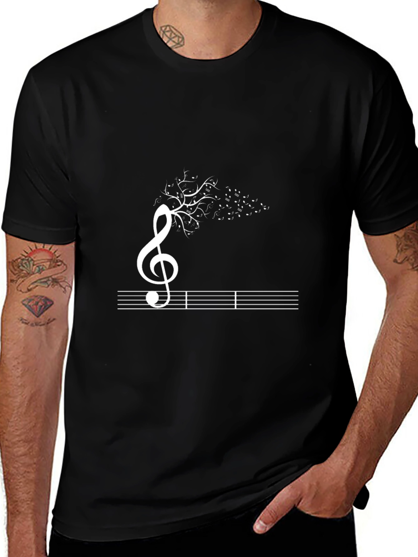 Musical Tree T-Shirt - Mens Black Tee