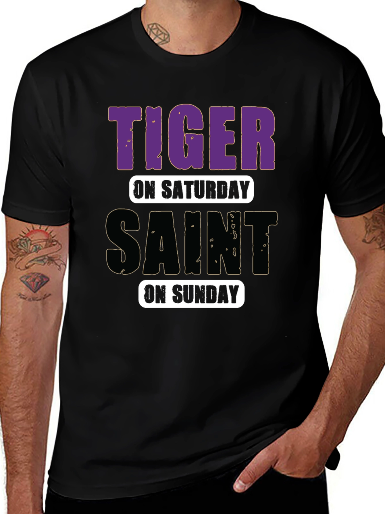 Tiger on Saturday Saint on Sunday T-Shirt