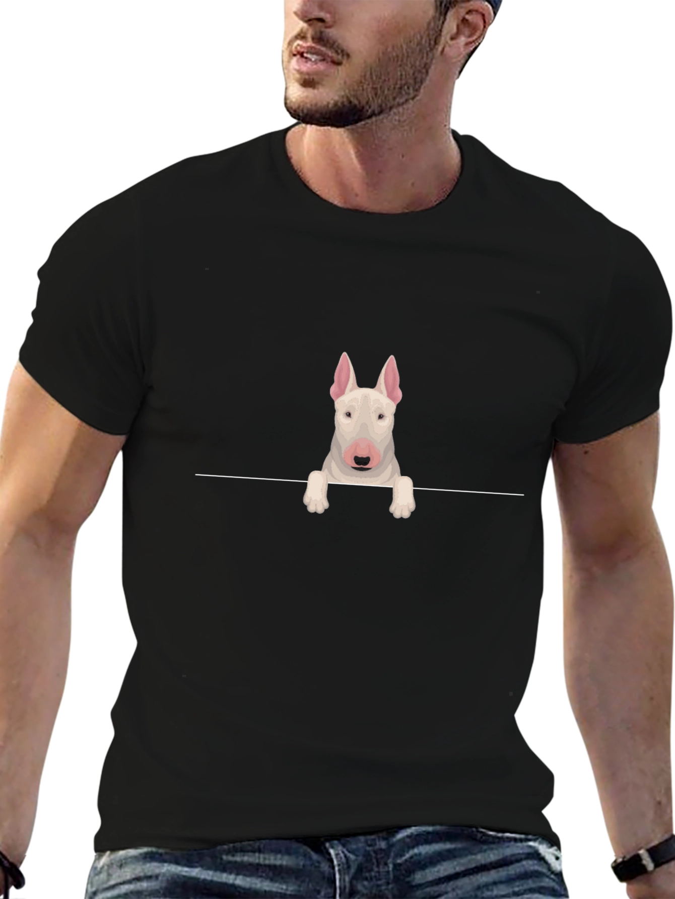 Bull Terrier Peek T-Shirt - Dog Lover Tee