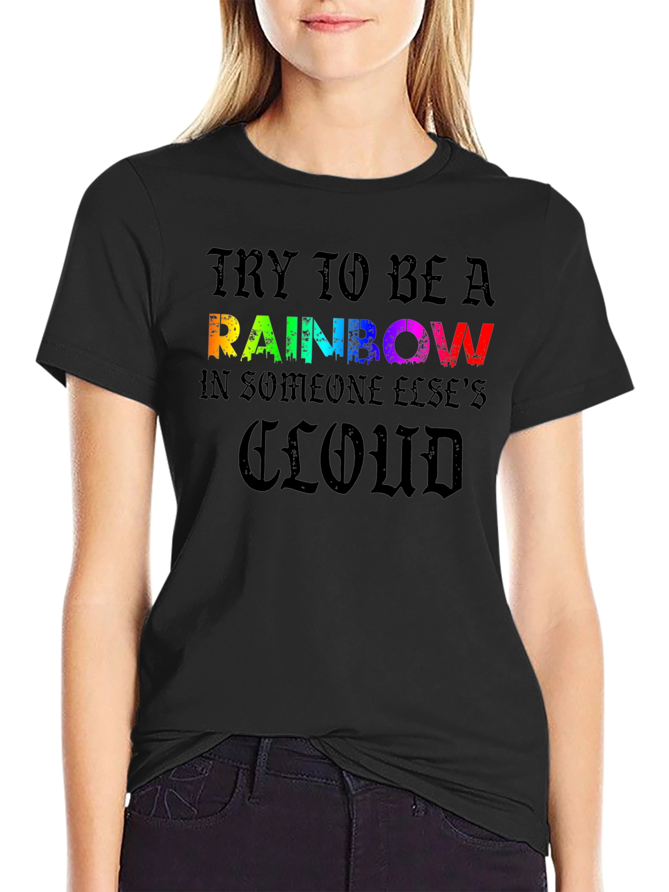 Rainbow Cloud Graphic T-Shirt - Motivational Tee