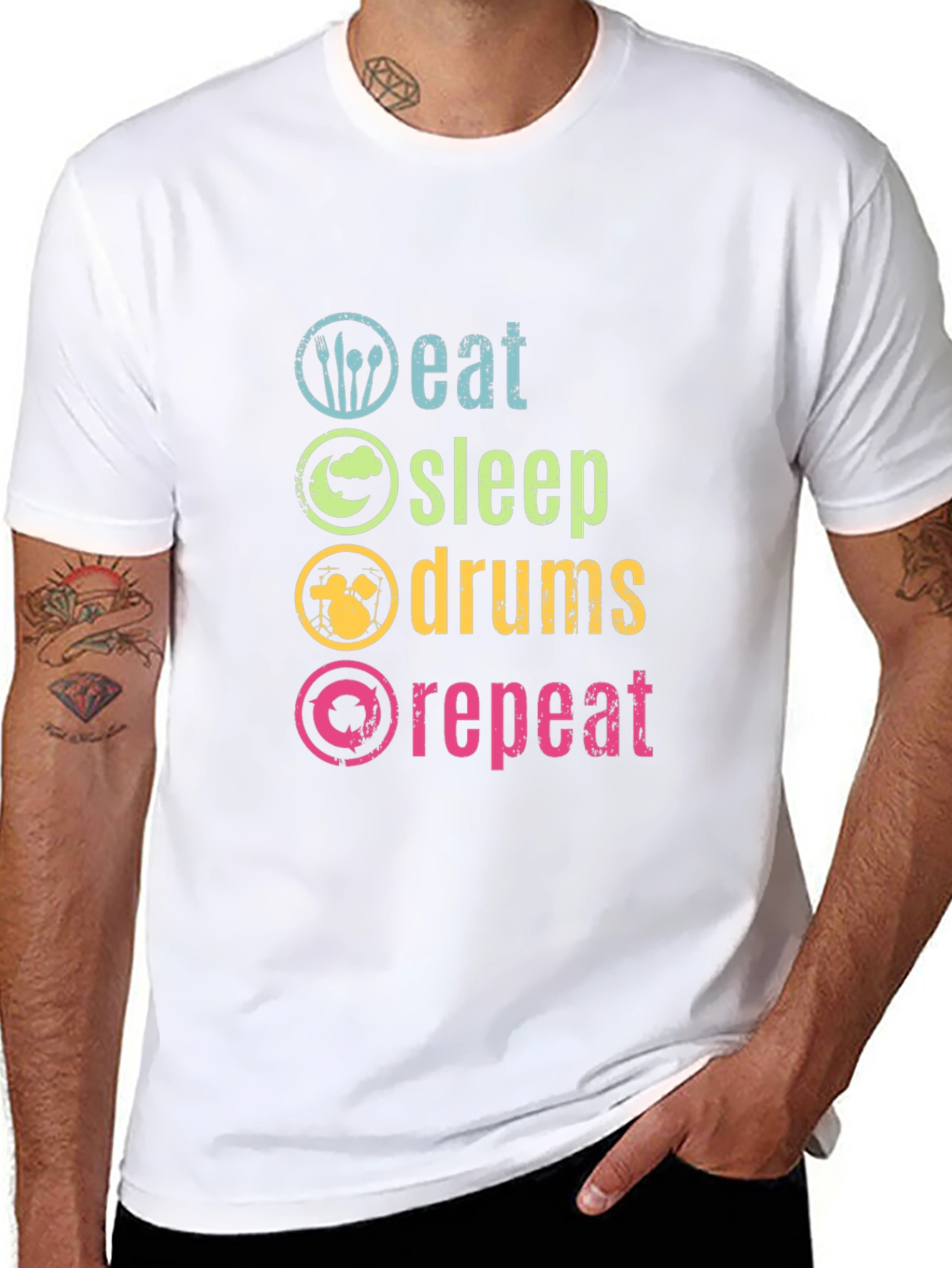 Eat Sleep Drums Repeat Graphic T-Shirt