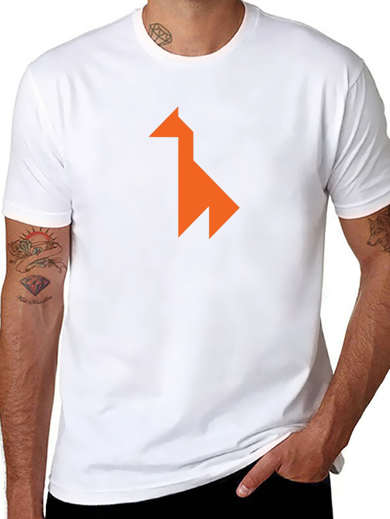 Modern Geometric Llama Graphic Tee - Black