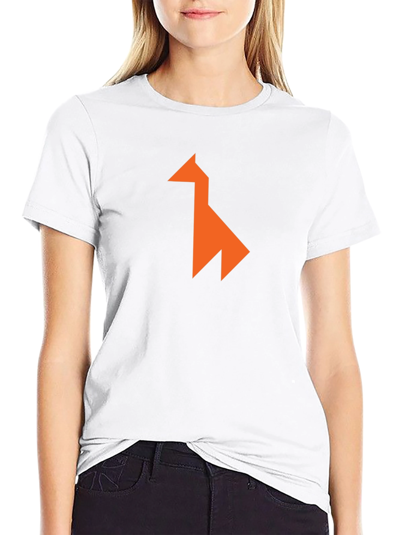Modern Geometric Llama Graphic Tee - Black