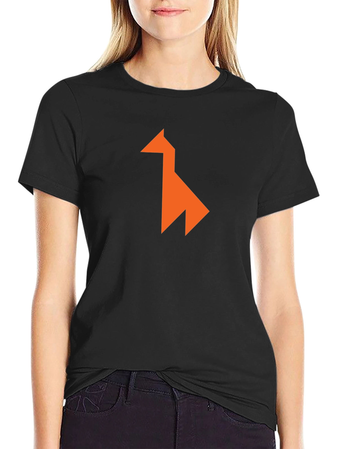 Modern Geometric Llama Graphic Tee - Black