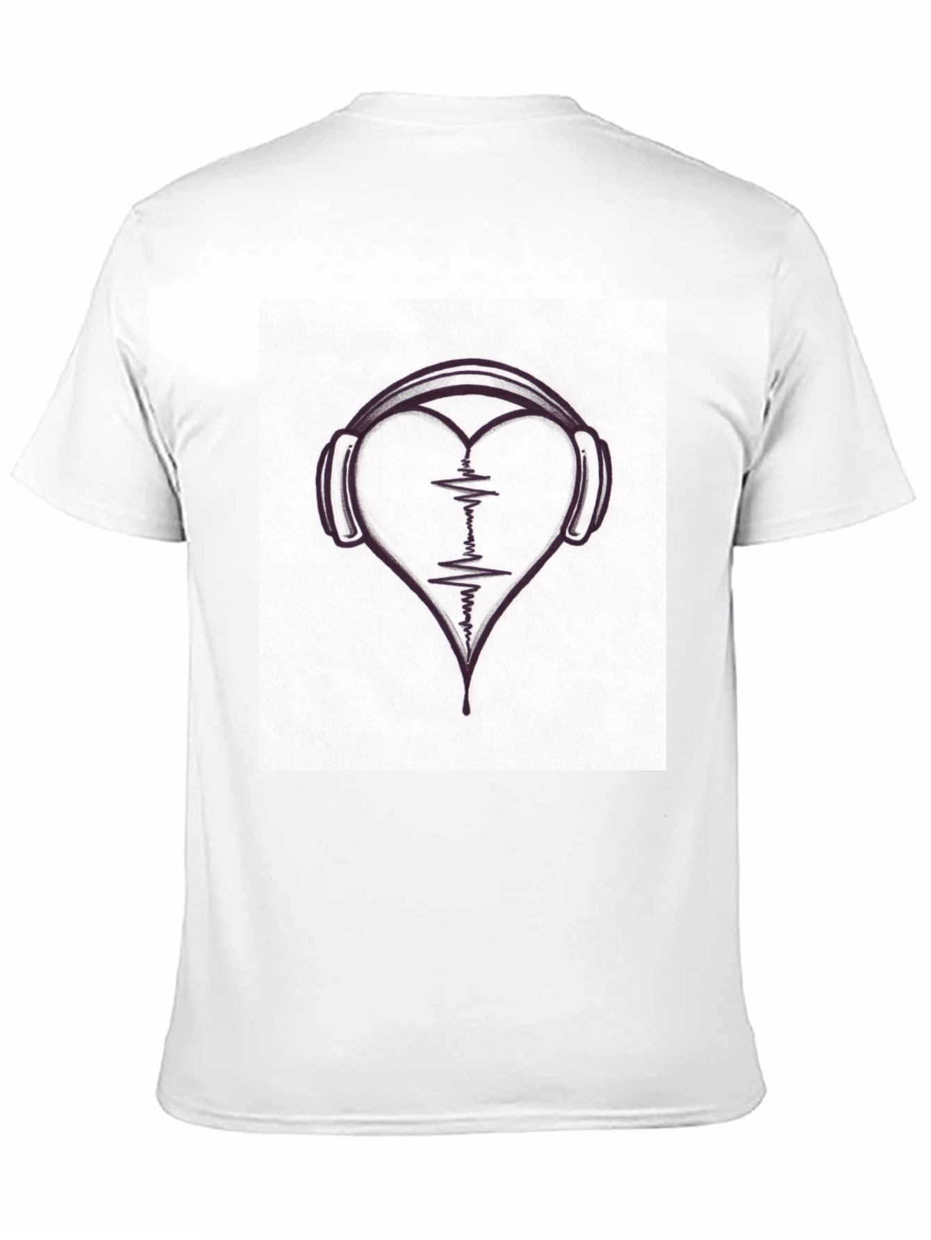 Heartbeat Headphones Black T-Shirt - Music Lover Tee