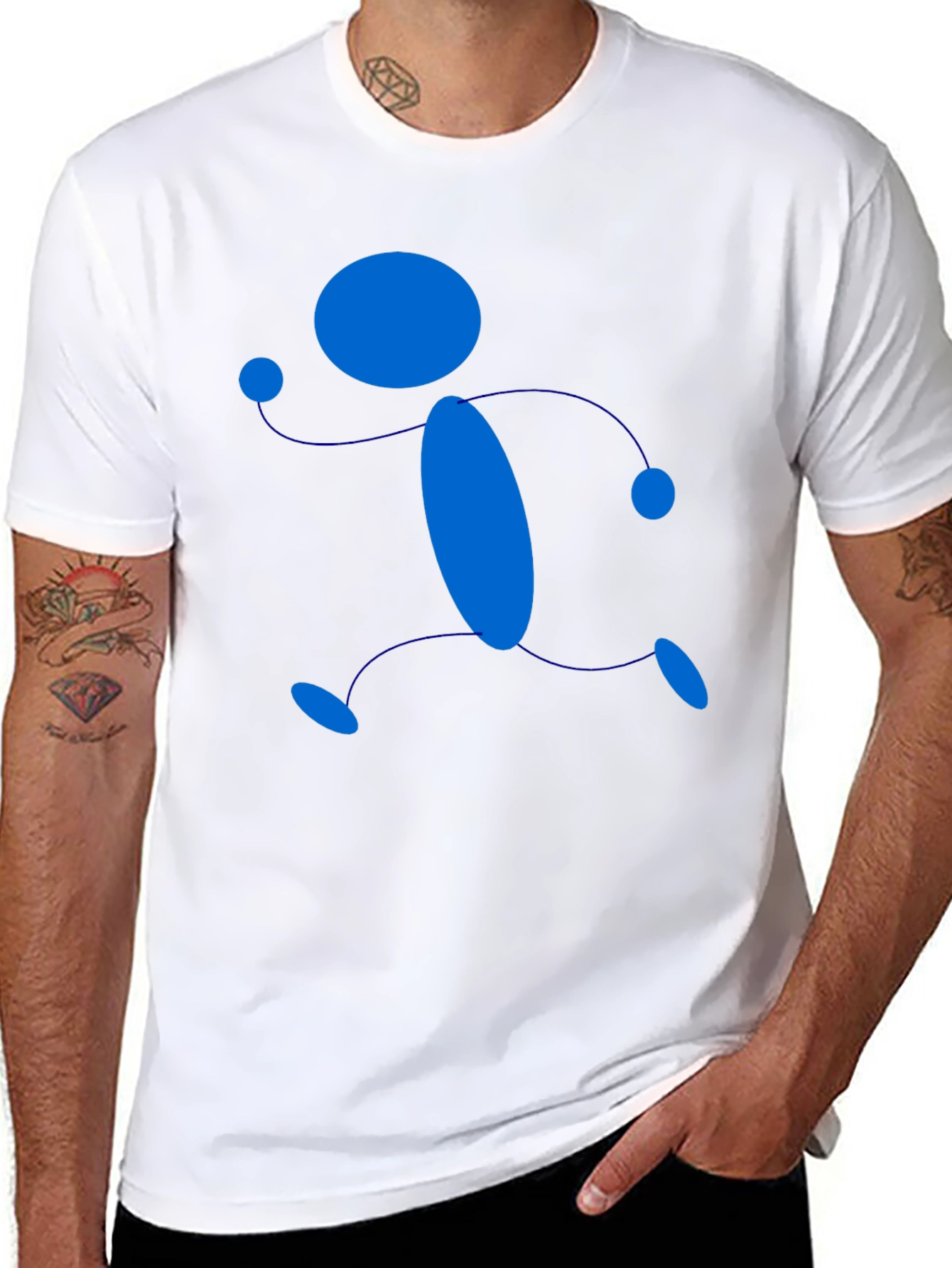 Abstract Running Man Graphic T-Shirt - Black