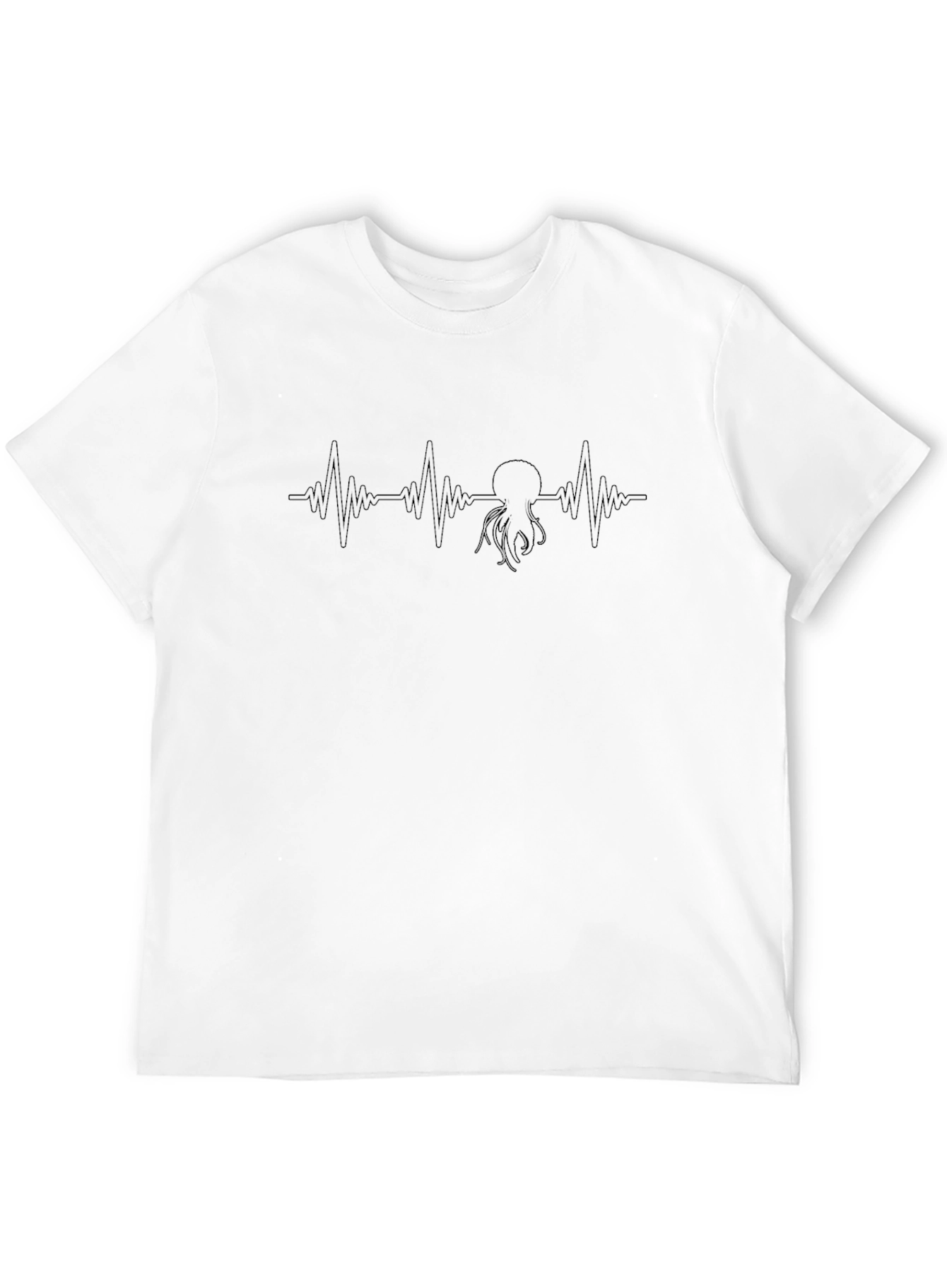 Octopus Heartbeat Graphic Tee - Stylish Black T-Shirt