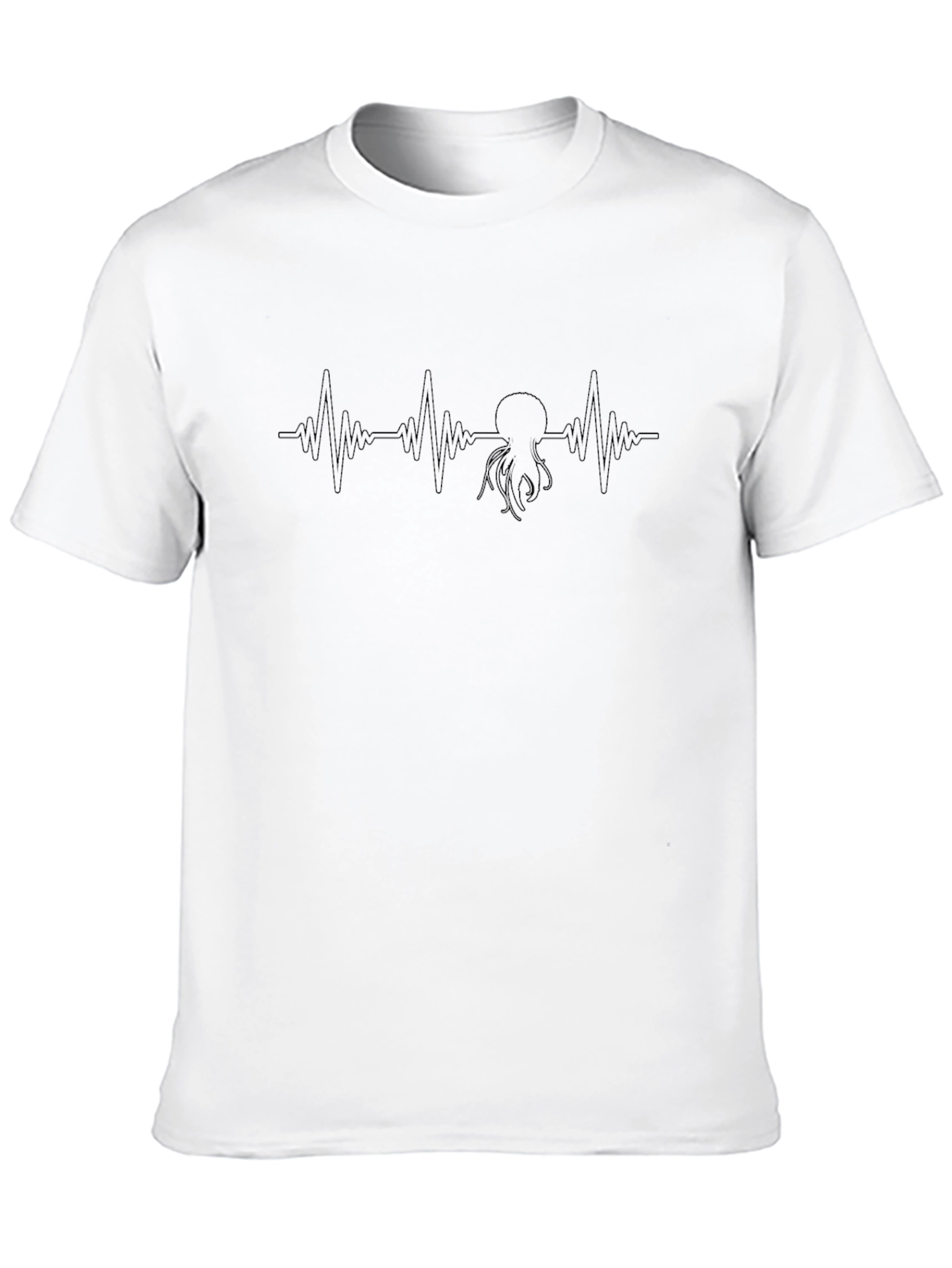 Octopus Heartbeat Graphic Tee - Stylish Black T-Shirt