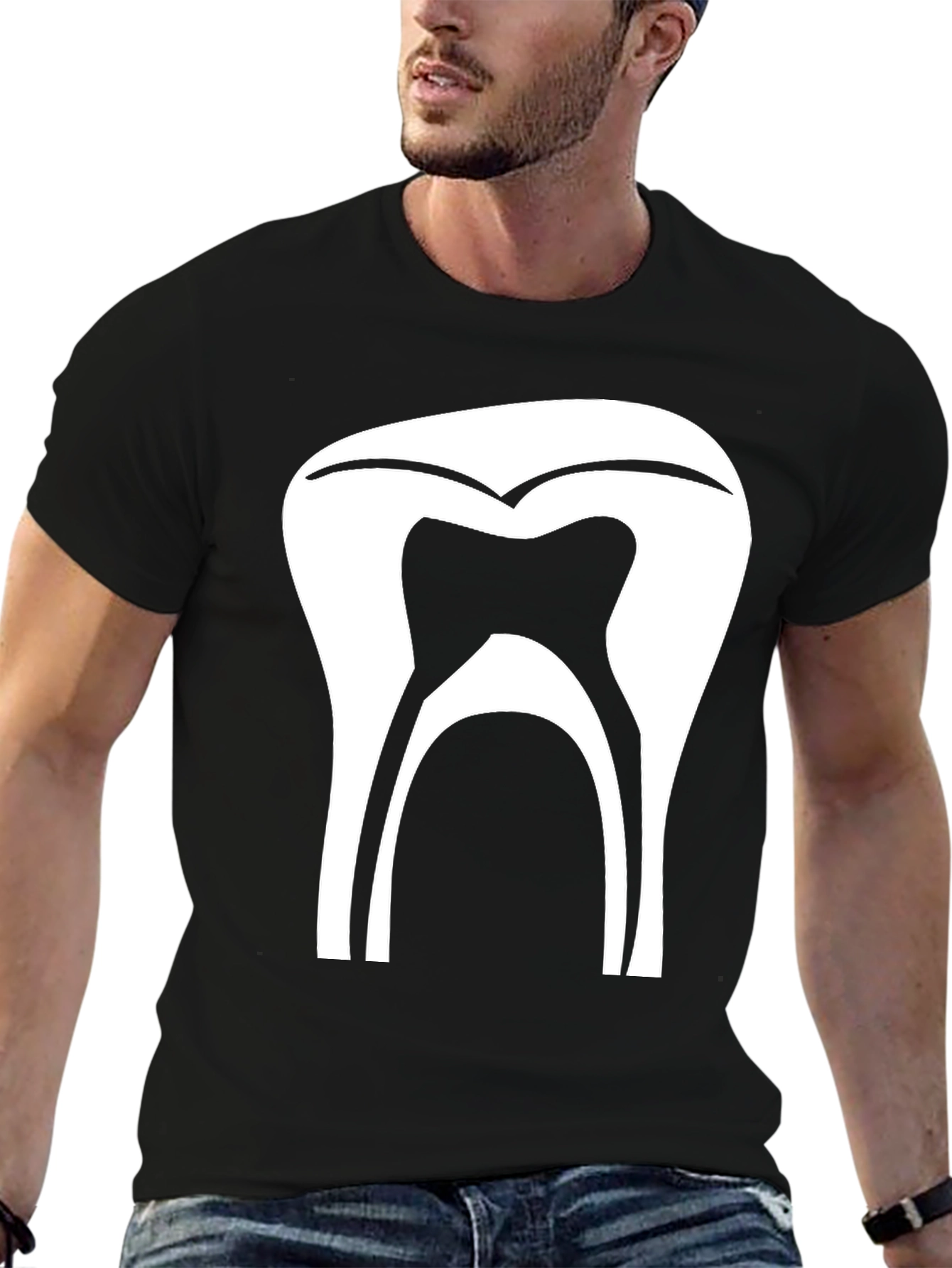 Dental Tooth Graphic Tee - Black Cotton Comfort