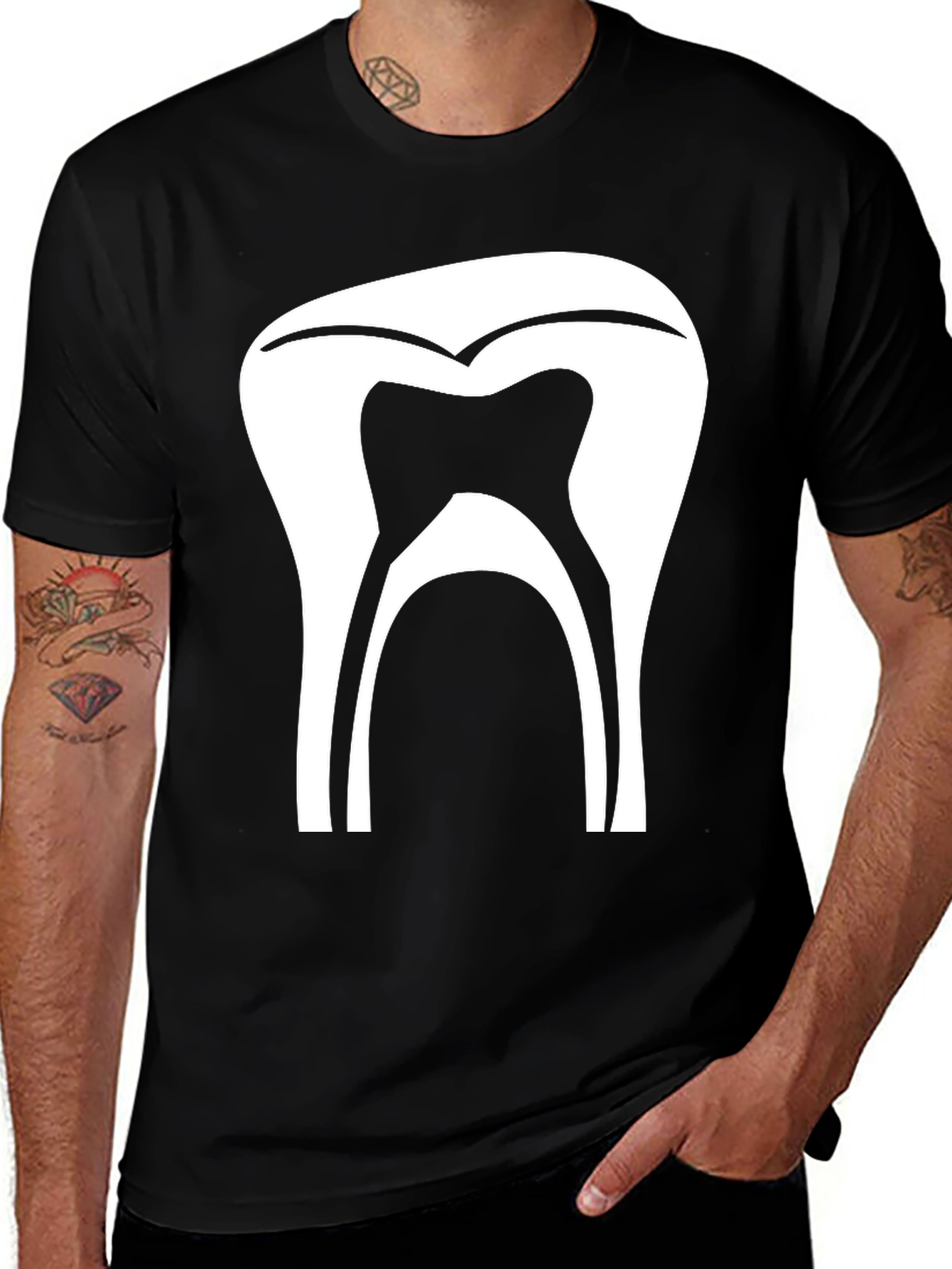 Dental Tooth Graphic Tee - Black Cotton Comfort
