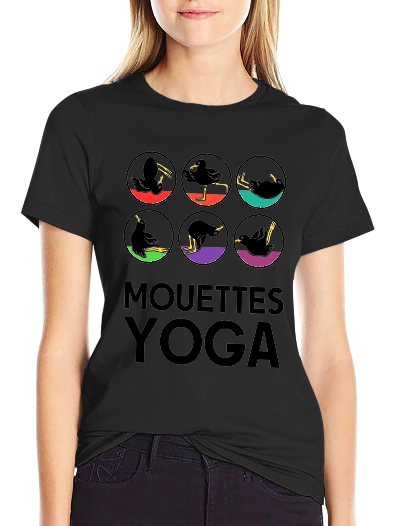 Mouettes Yoga Graphic Tee - Unisex Black T-Shirt