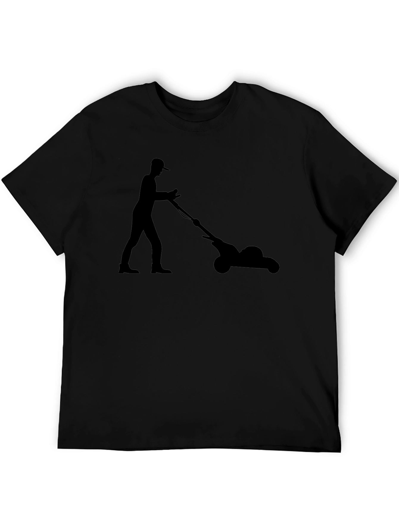 Lawn Mower Silhouette Graphic Tee - Black T-Shirt