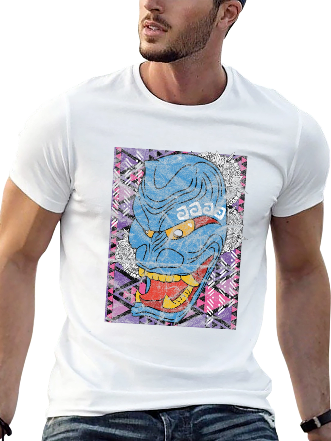 Hannya Mask Graphic Tee - Japanese Oni Demon Design