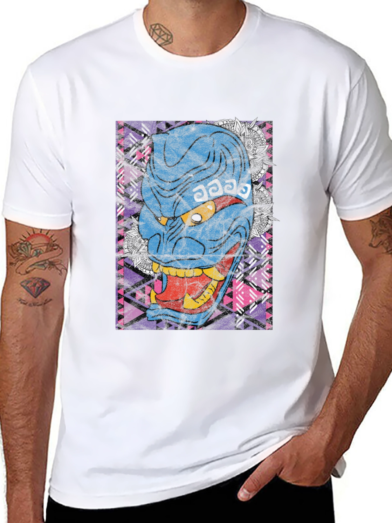 Hannya Mask Graphic Tee - Japanese Oni Demon Design