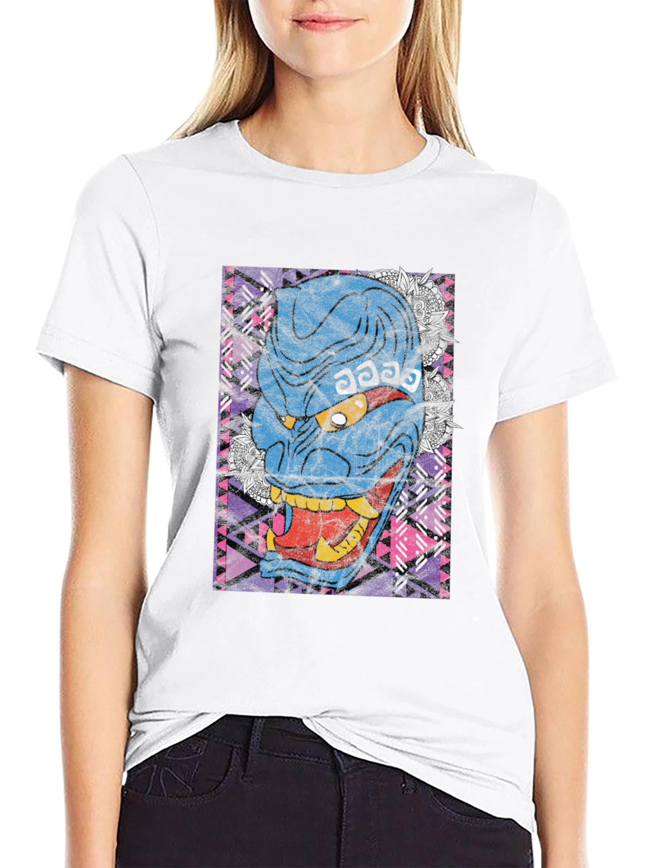 Hannya Mask Graphic Tee - Japanese Oni Demon Design