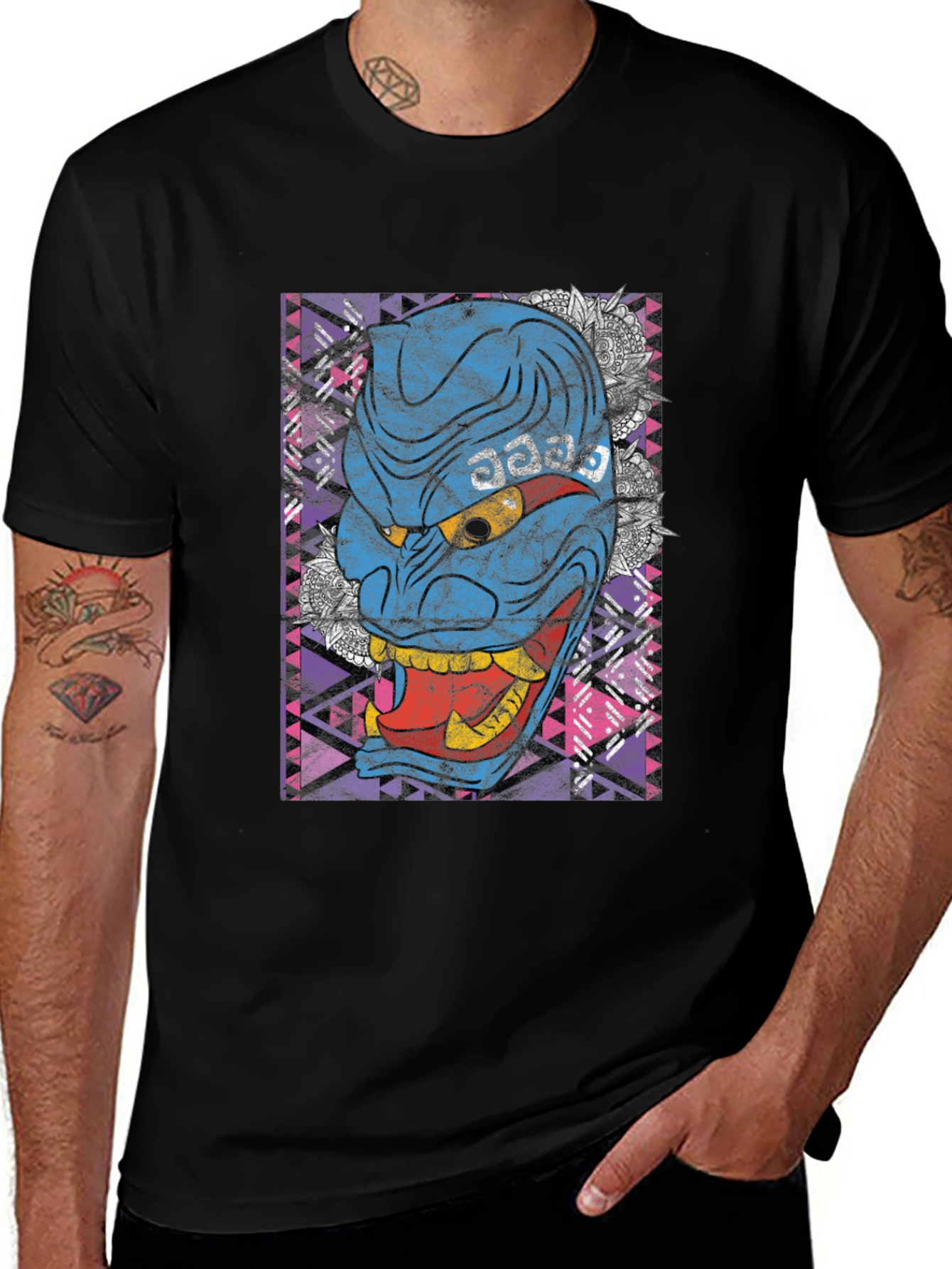 Hannya Mask Graphic Tee - Japanese Oni Demon Design