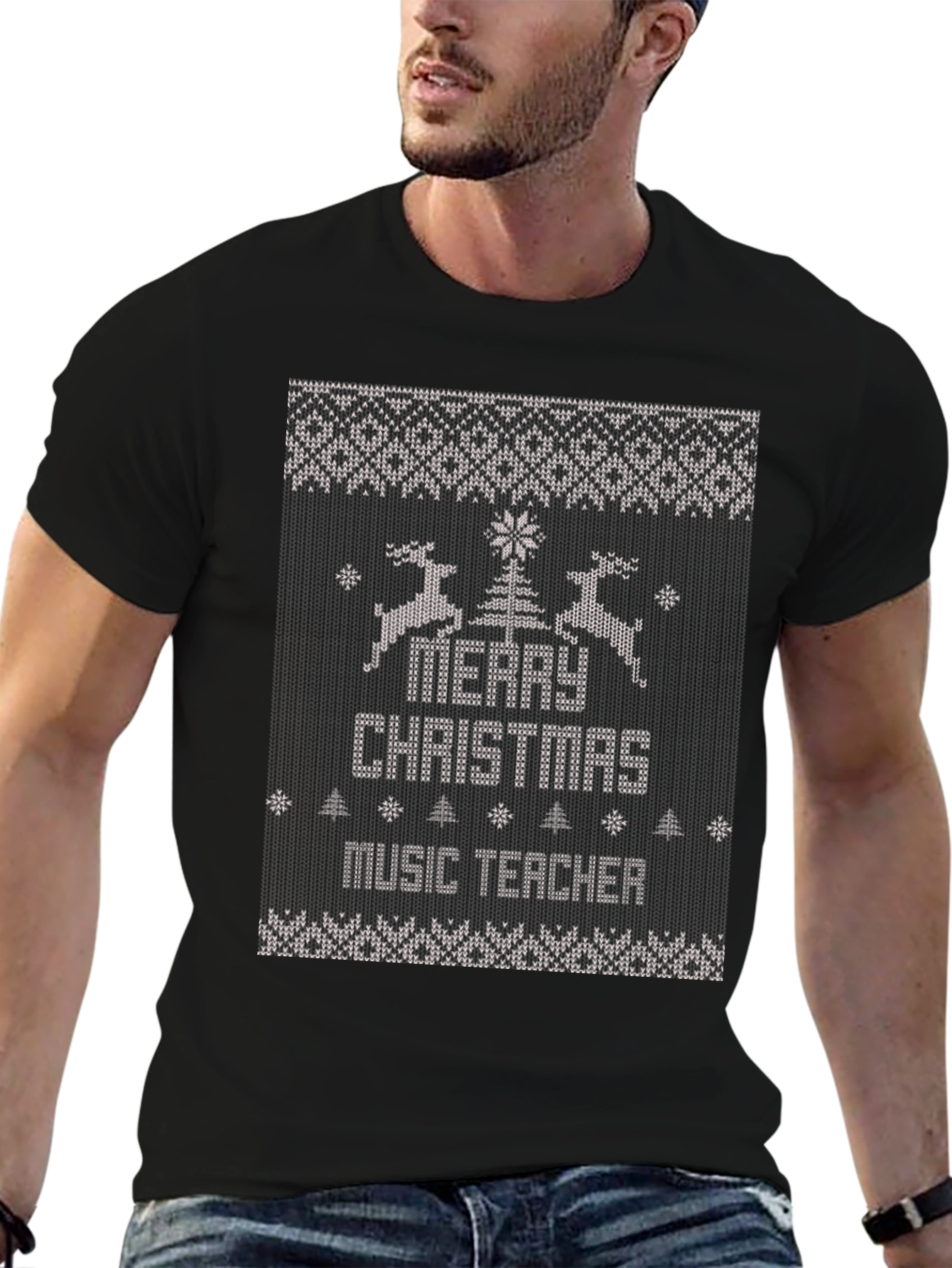 Merry Christmas Music Teacher Ugly Sweater T-Shirt